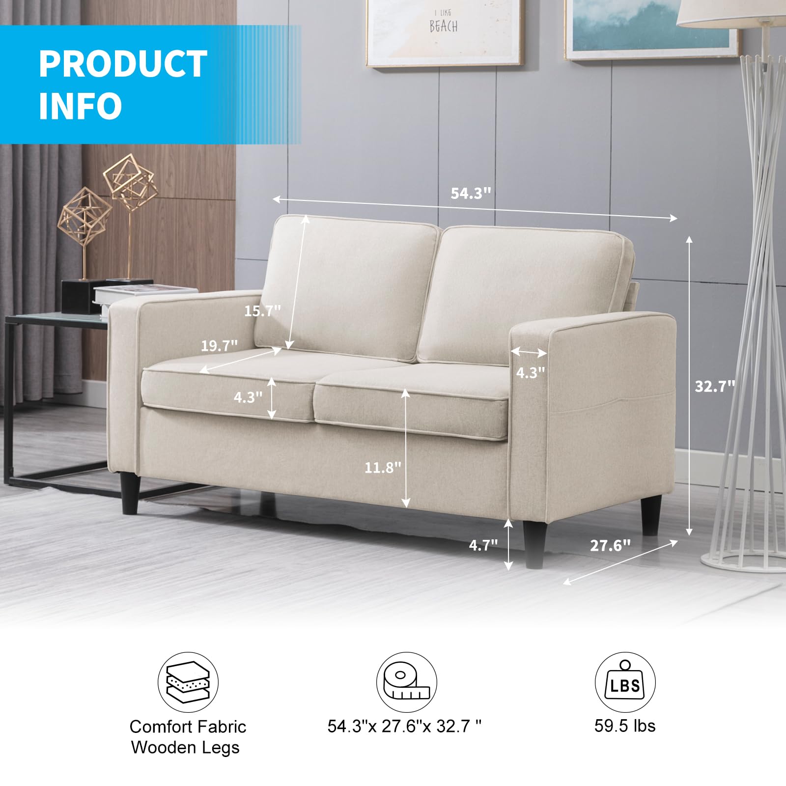 Modern L-Shaped Sectional Sofa with Chaise and Storage - 2-Piece Modular Couch Set for Small Spaces, Living Room, Apartment & Bedroom - Beige Fabric - Perfect for Entertaining Guests or Relaxing in Compact Homes