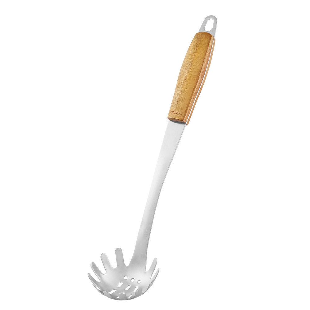 Premium Wooden Handle Spaghetti Server - Durable Pasta Spoon for Serving Spaghetti, Lasagna & Noodles - Ideal for Italian Cuisine, Family Dinners & Restaurant Use