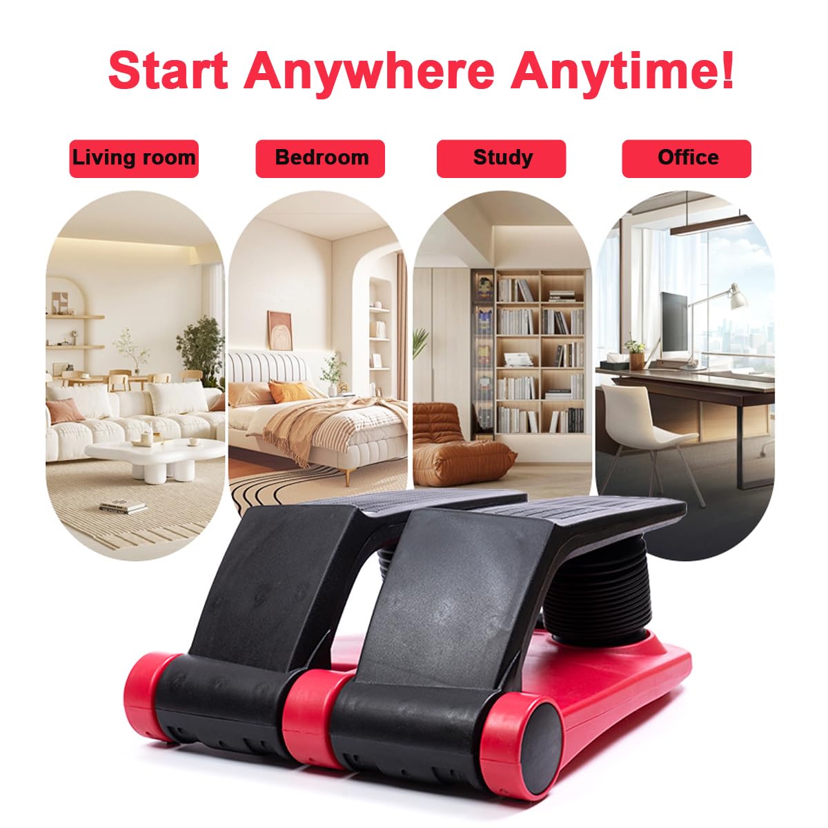INTBUYING Stepper Climber Fitness Machine with Resistance Bands - Portable Stair Stepper for Home Workout, Low-Impact Cardio Exercise Equipment - Adjustable Height, Space-Saving Design with Comfortable Foot Pedals - Perfect for Small Spaces, Apartment Gym & Office Fitness
