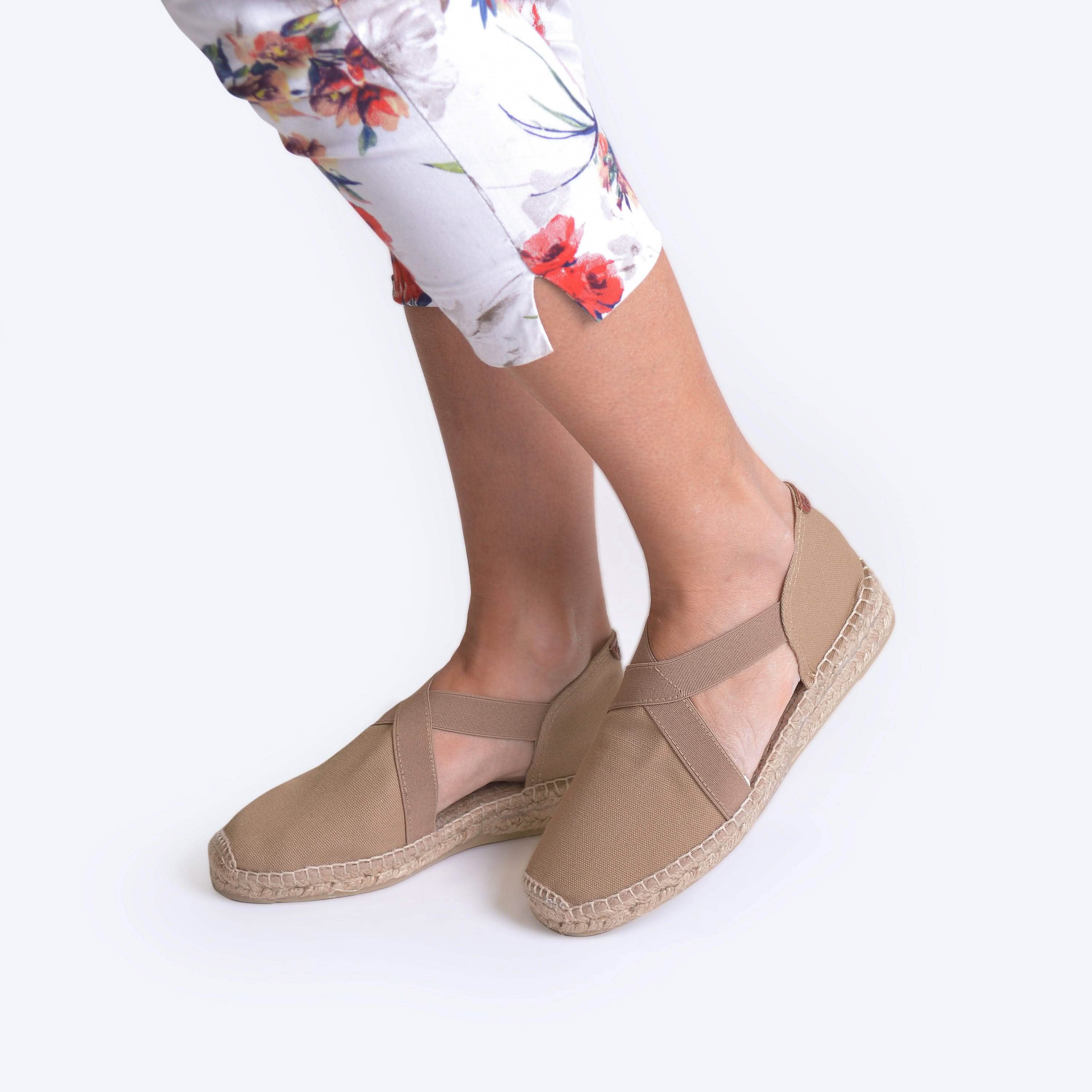 Women's Canvas Espadrille Shoes with Comfortable Jute Sole & Elastic Design - Perfect for Summer, Beach, and Casual Outings