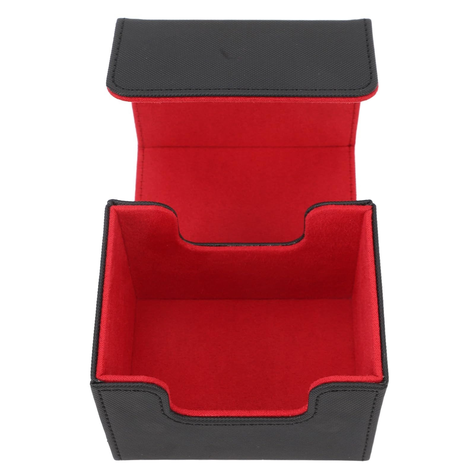 Premium Playing Card Storage Box - ScratchProof Magnetic Lid Deck Holder for Tarot, Poker & Collectible Cards (Black/Red) - Perfect for Game Nights, Travel & Card Collection Organization