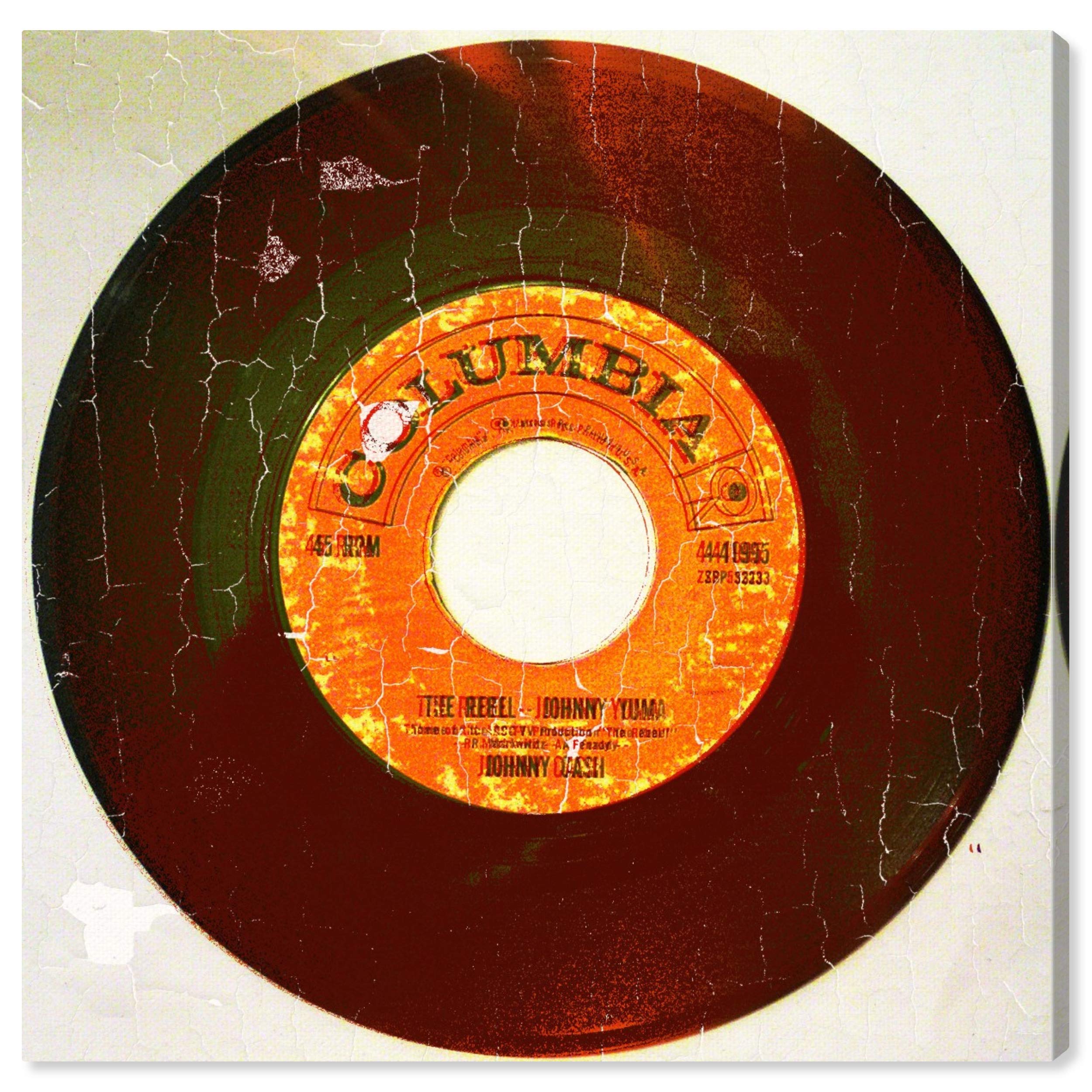 Rebel Vinyl Music Wall Art Canvas Print - 30x30 Inches Orange & Black Home Decor by Oliver Gal Artist Co. - Perfect for Living Room, Bedroom & Music Studio Decor