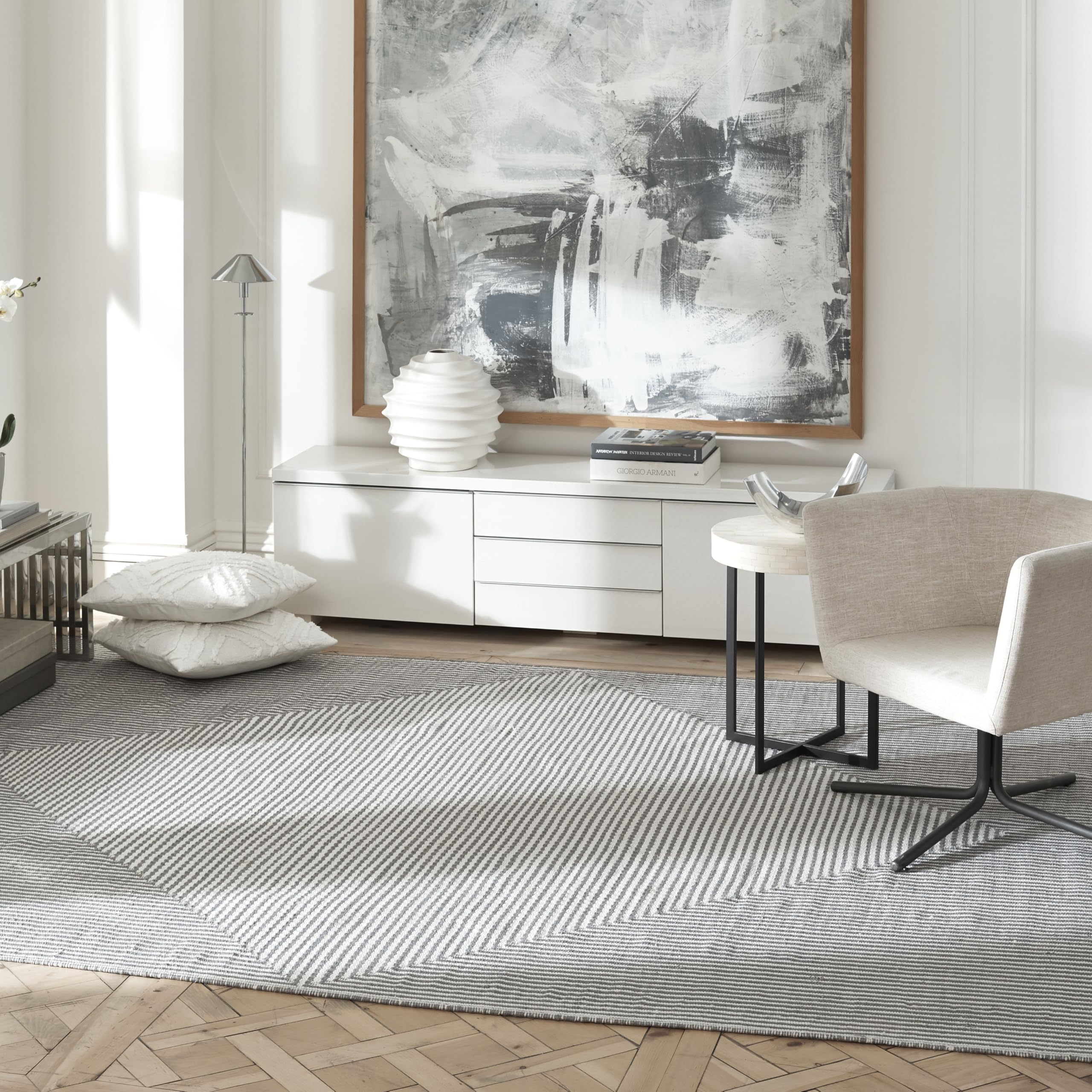 Fab Habitat Machine Washable Area Rug - Hand Woven, Stain Resistant, Pet Friendly - Premium Recycled Polyester Yarn - Contemporary Design - 5'x8' Gray Rug for Bedroom, Living Room & Dining Room - Perfect for Denver Homes & Apartments - Cozy Home Decor & Floor Protection