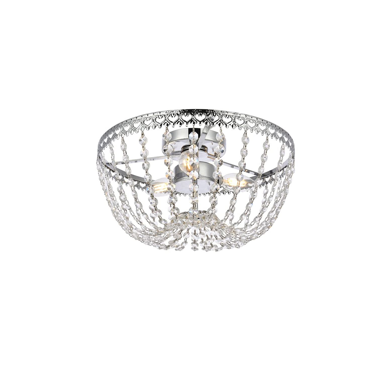 Modern Chrome 14 Inch Flush Mount Ceiling Light - Bright Indoor Lighting for Living Room, Bedroom & Kitchen | Sleek Home Decor