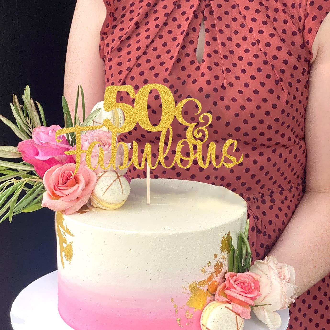 Gold Glitter 50th Birthday Cake Topper - Single-Side Sturdy Decoration for Anniversary, Wedding & Party | Cheers to Fifty Years Celebration | Perfect for 50th Birthday Cakes, Retirement Parties & Milestone Events