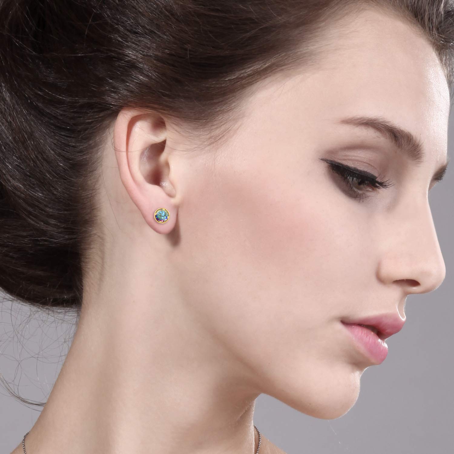 14K Gold 6MM Round Birthstone Stud Earrings for Women & Men | Genuine Gemstone Jewelry | Perfect Gift for Anniversary, Birthday & Special Occasions