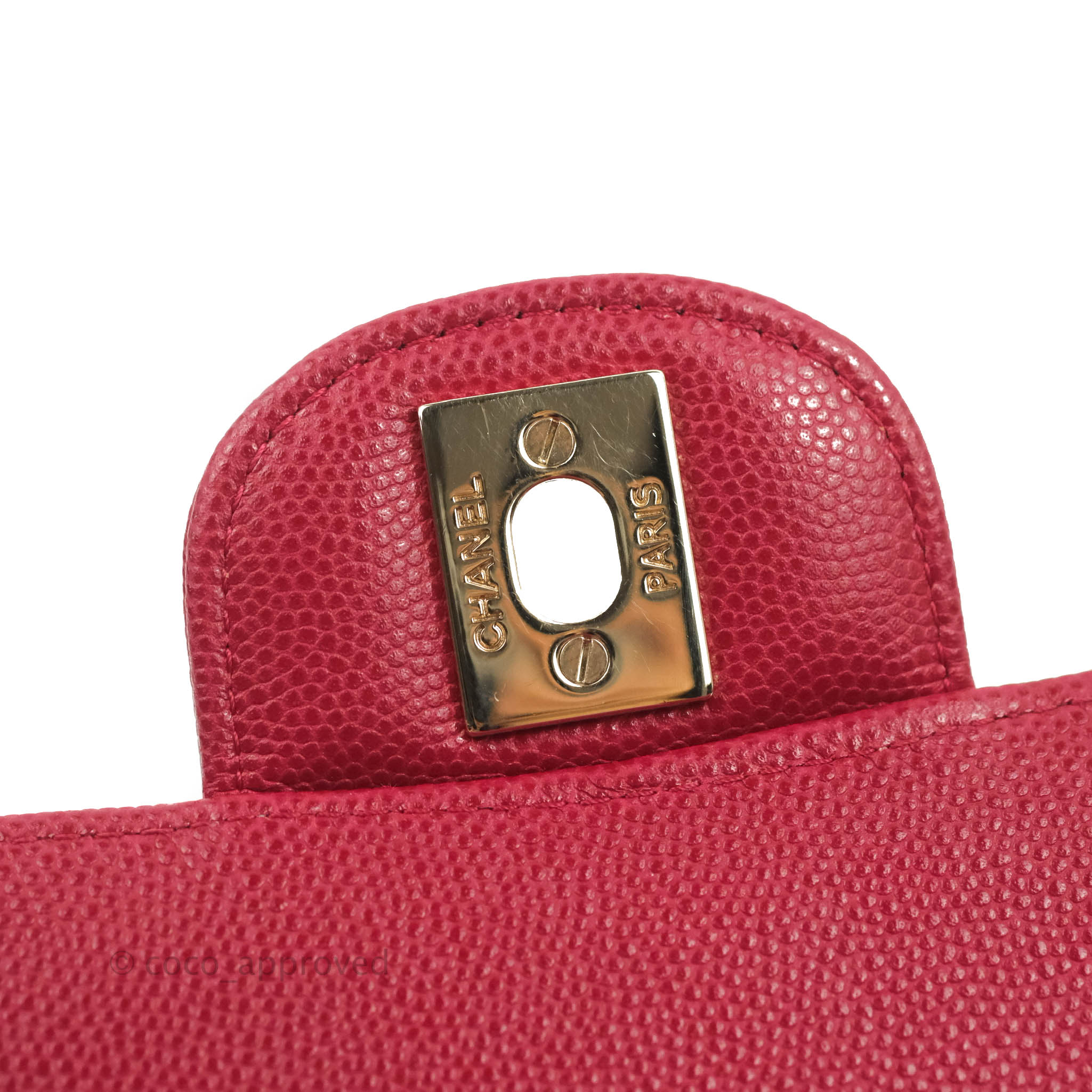 Chanel Classic M/L Medium Chevron Double Flap Bag in Cherry Red Caviar Leather with Gold Hardware - Perfect for Evening Events, Luxury Gifts & Fashionable Outfits