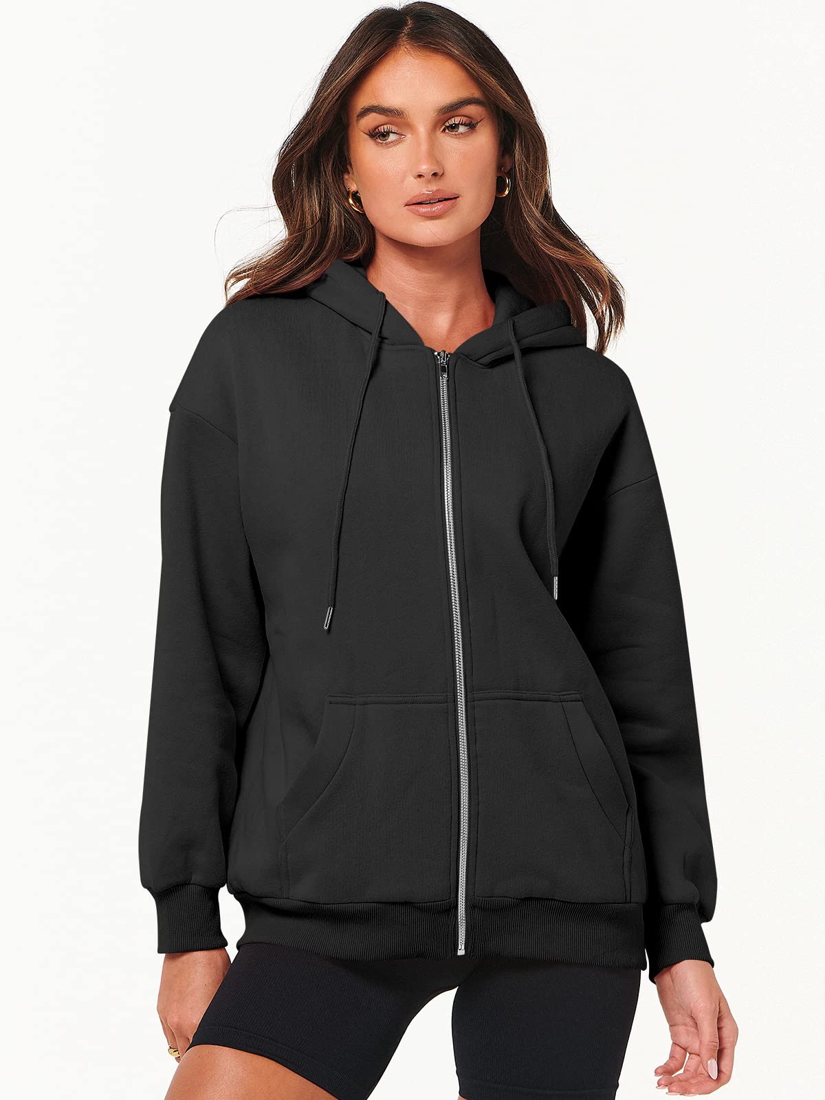 ANRABESS Women's Zip Up Hoodie - Oversized Fleece Sweatshirt with Pockets, Long Sleeve Y2K Jacket for Fall 2025 Fashion | Cozy Loungewear, Streetwear & Casual Outfits