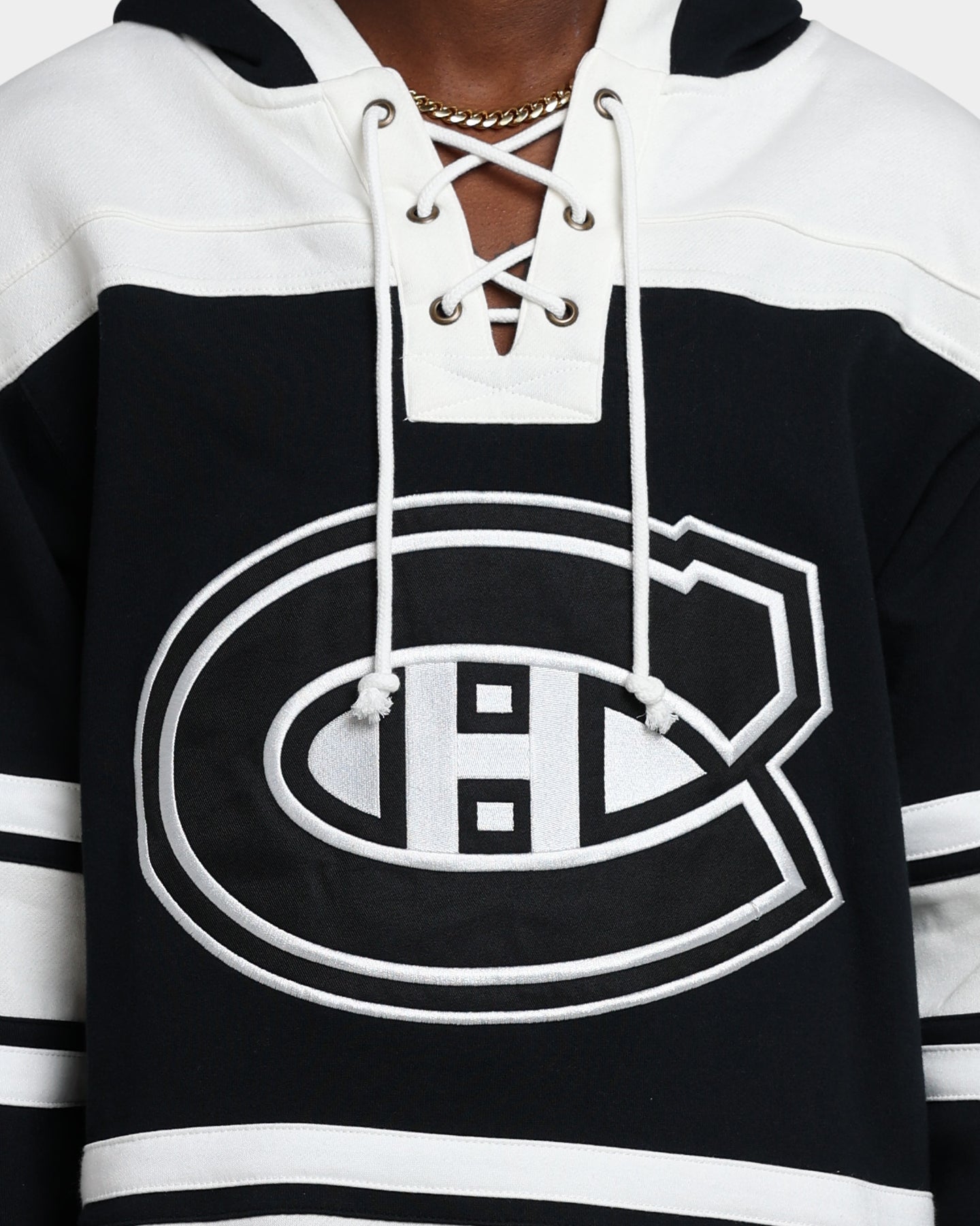 47 Brand Montreal Canadiens Superior Lacer Hoodie - Men's NHL Hockey Pullover Sweatshirt - Jet Black - Perfect for Game Day & Casual Wear