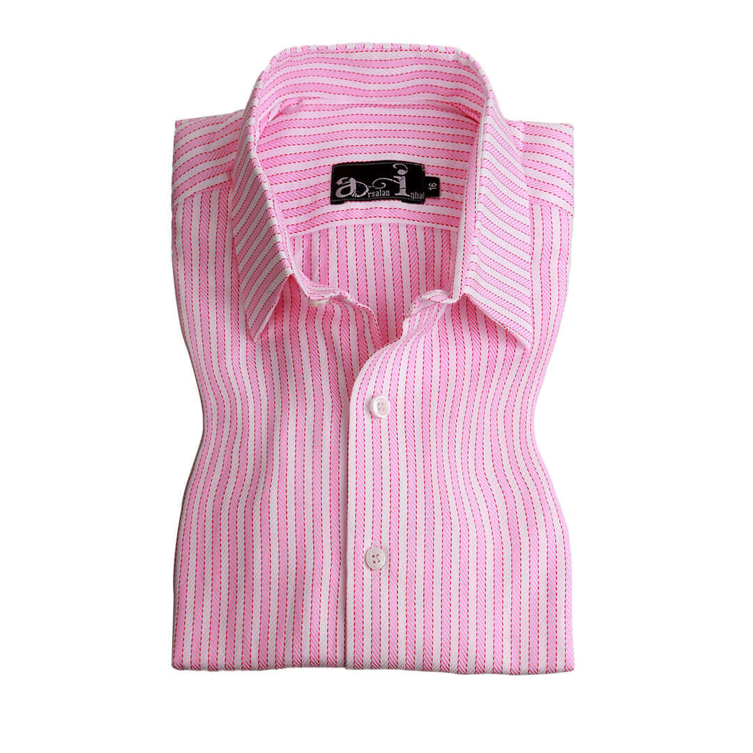 Elegant Pink Striped Formal Shirt for Women - Office Wear & Business Attire - Perfect for Work, Meetings, and Professional Events