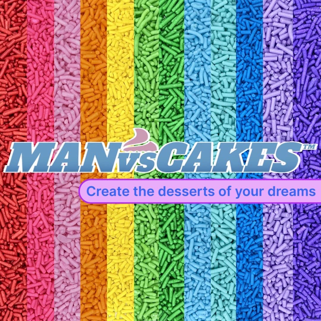 Manvscakes Sprinkles - Rainbow Themed Sprinkles Mix for Cake Decorating, Cookies, Ice Cream, Fondant & Cupcakes | Gluten Free Dessert Toppings | Perfect for Birthday Parties, Baking Projects & Sweet Treats