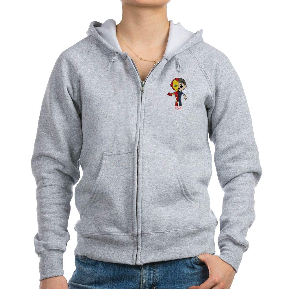 Iron Man Women's Zip-Up Hoodie - Marvel Superhero Half & Half Design - Perfect for Cosplay, Casual Wear & Gift Giving