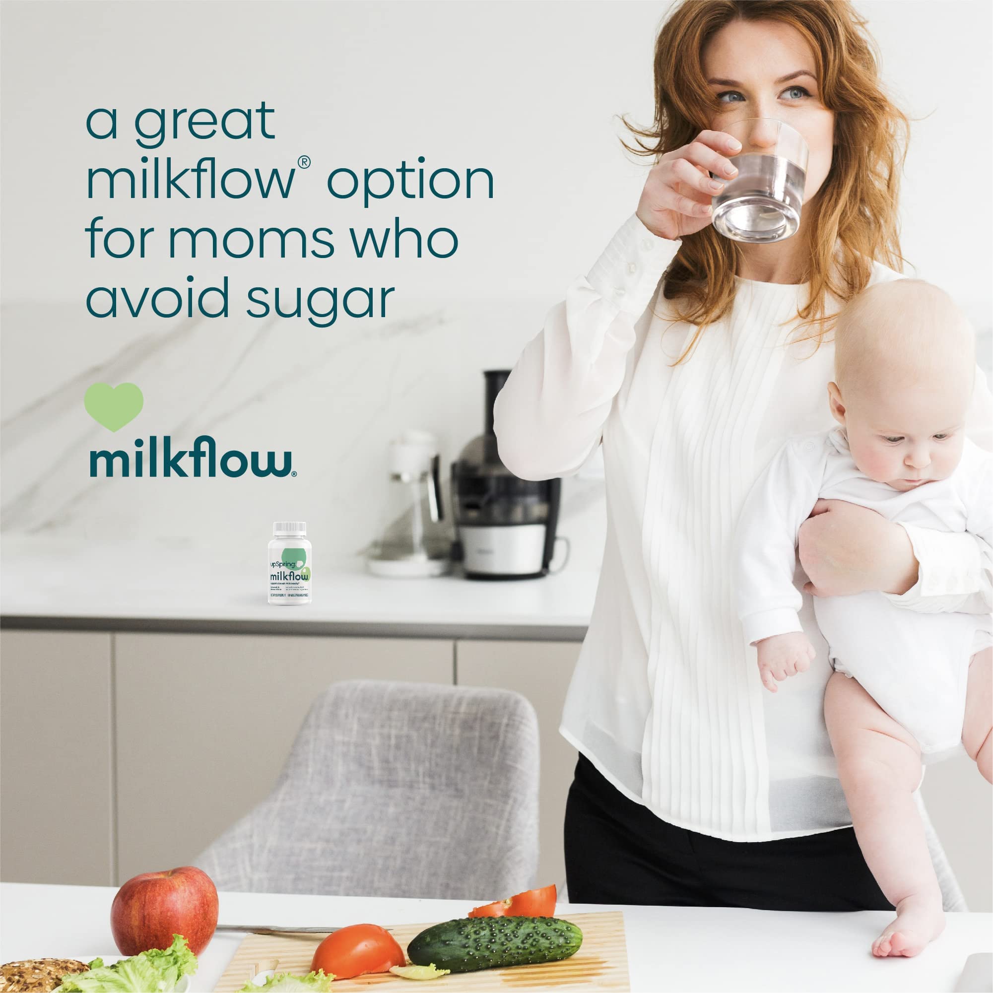 UpSpring Milkflow Breastfeeding Supplement Capsules with Moringa & Blessed Thistle | Fenugreek-Free Lactation Support for Nursing Moms | 60 Capsules | Increase Milk Supply Naturally for Pumping & Nursing at Home or Work