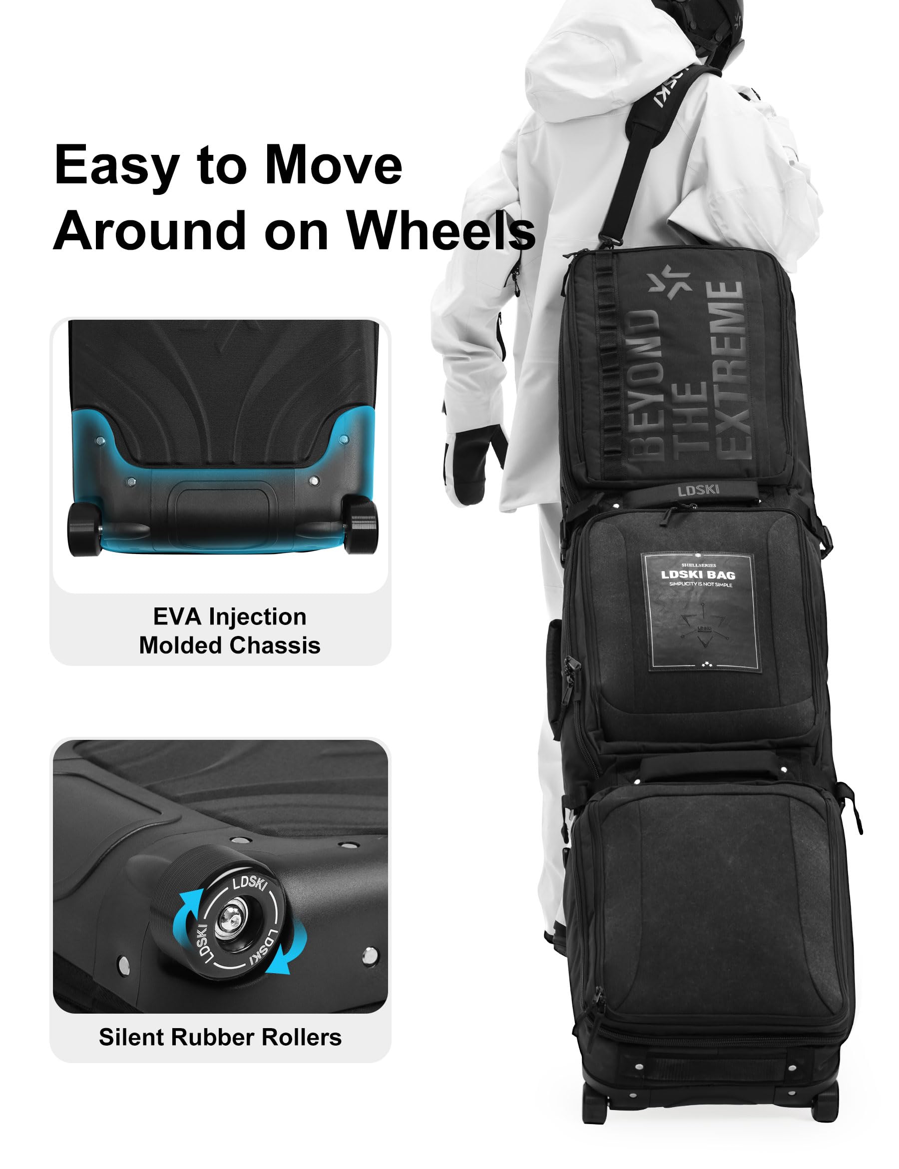 Waterproof Padded Snowboard & Ski Bag with Wheels - Expandable Adjustable Travel Ski Bag for Airplane, Perfect for Snowboarding Trips & Winter Sports Gear Storage