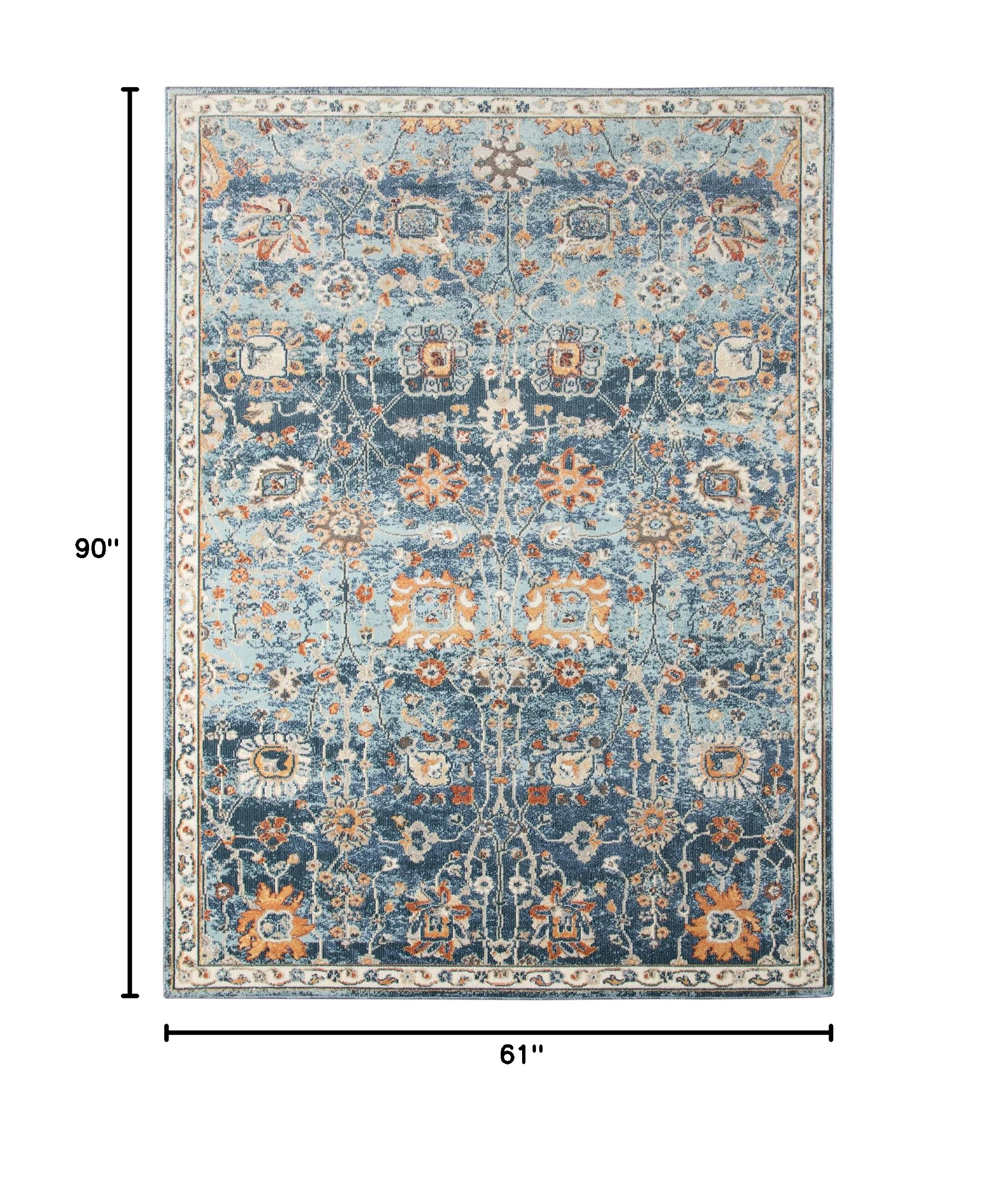 AMER Rugs Bohemian Hialeah Collection 5x7 Indoor/Outdoor Area Rug - Navy Blue Bohemian Rug for Living Room, Bedroom, Dining & Kitchen - Perfect for Home Decor, Patio & High Traffic Areas
