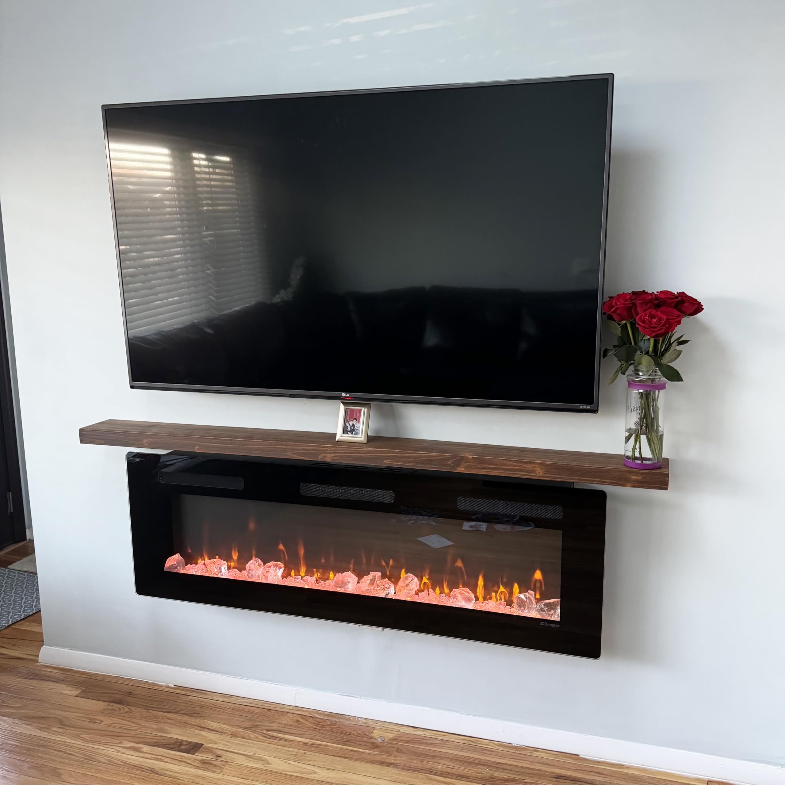 Joel's Antiques - 72 Inch Solid Wood Floating Shelves for Wall - Natural Wood Heavy Duty Rustic Fireplace Mantel & Bookshelf - Perfect for Living Room, Bedroom, Office Decor - Medium Brown 72x6x2 Inches - Wall Mounted Shelf for Home Organization & Display