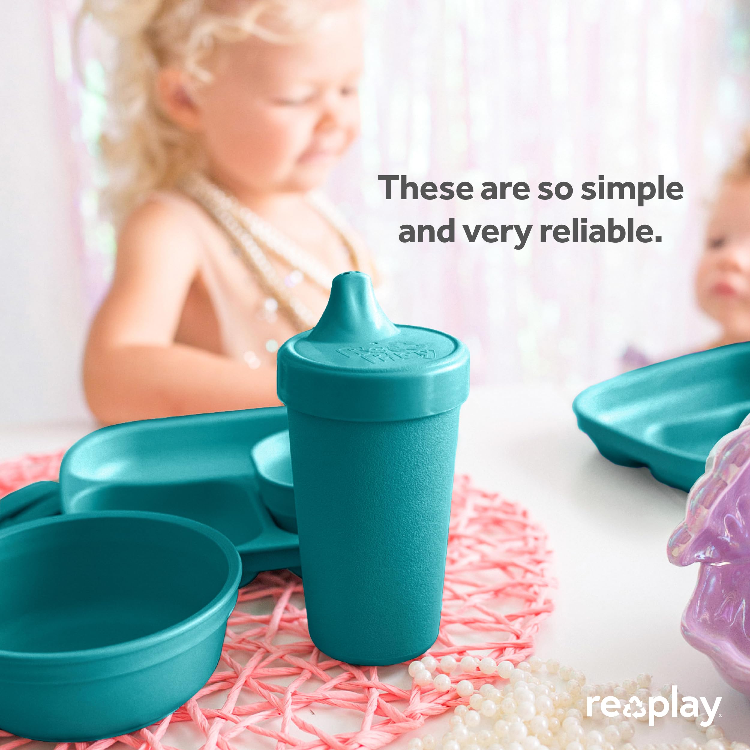 Re-Play Made in USA 2 Pack 10oz Toddler Sippy Cups - BPA-Free Spill Proof Drinking Cups for Kids | Dishwasher & Microwave Safe | Hard Spout Design (3.13