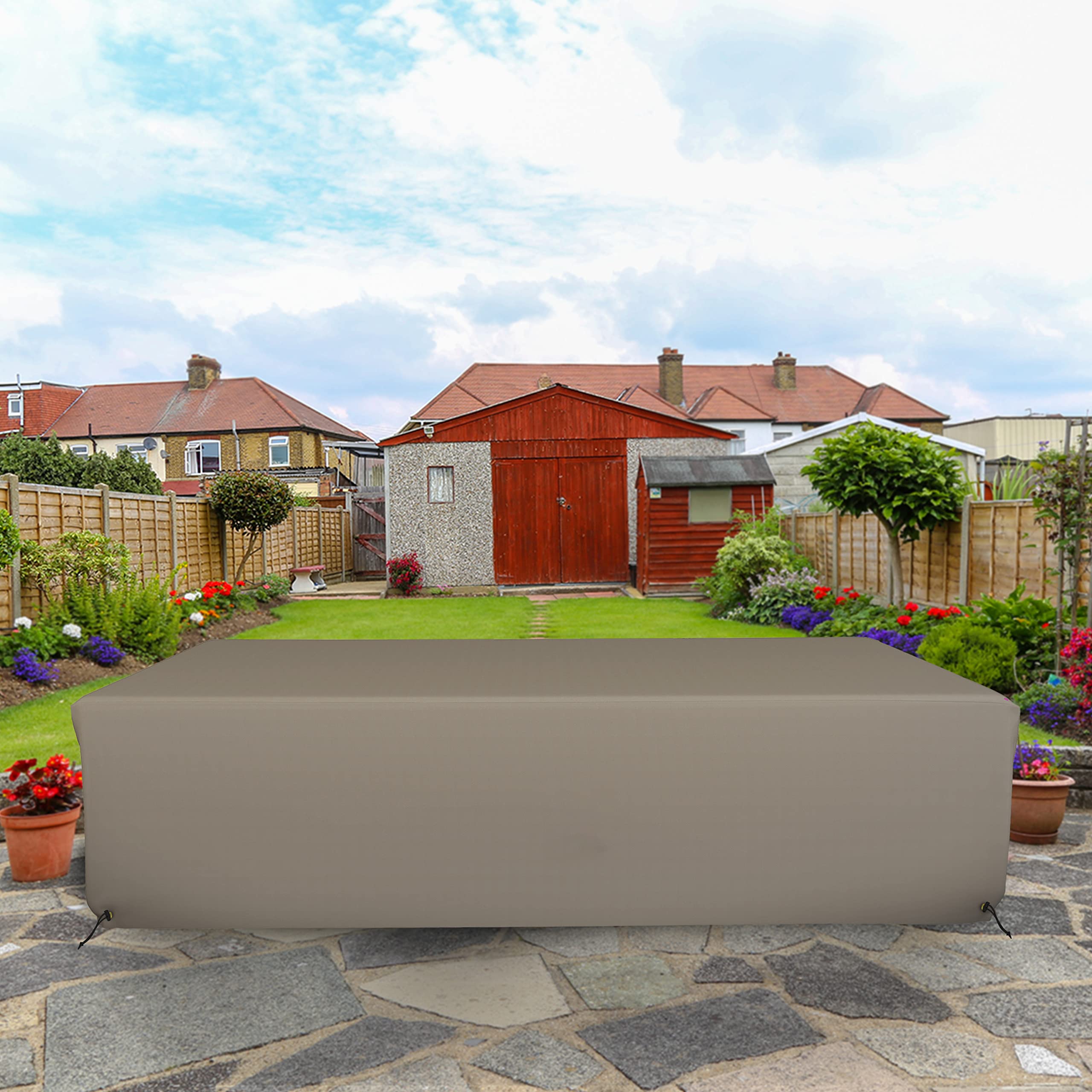 Premium 160 GSM PVC Embossed Waterproof Patio Sectional Sofa Set Cover with Drawstring - Snug Fit for Outdoor Furniture (83