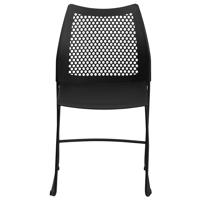 FLASH HERCULES Series 661 lb Capacity Black Stackable Chair with Air Vent - Heavy Duty Folding Chairs for Events, Weddings & Banquets