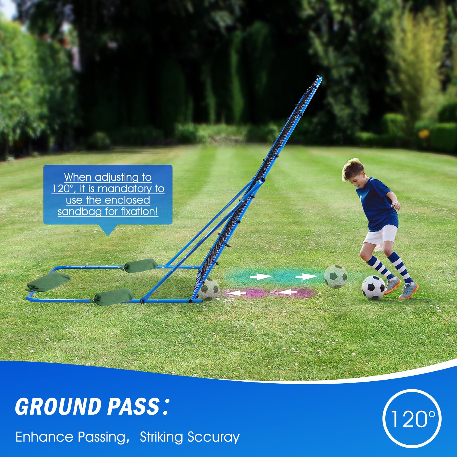 Adjustable Soccer Rebounder Net - Portable Soccer Training Equipment for Control & Passing Practice - Quick-Switch Angle Design for Kids, Teens & Adults - Perfect for Backyard Drills, Team Practice & Solo Training Sessions