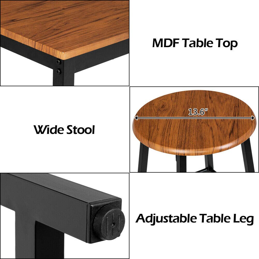 Light Brown 3-Piece Pub Table Set with Bar Stools - 41.75
