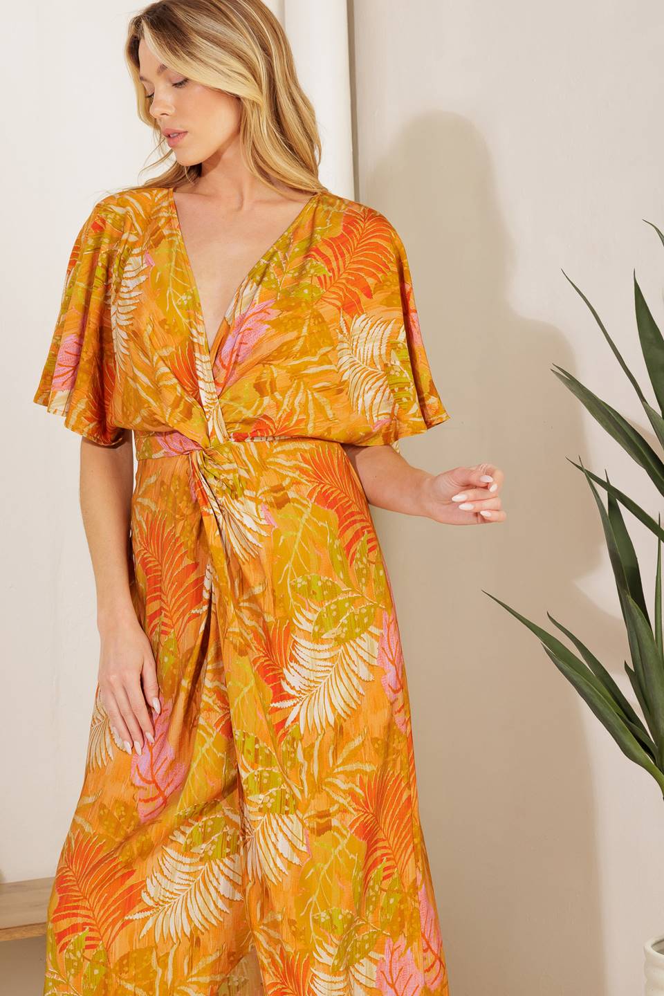 OAHU CAFTAN MIDI DRESS - Flowy Mustard Yellow Beach Cover Up Dress for Women | Perfect for Vacation, Poolside, and Summer Outfits