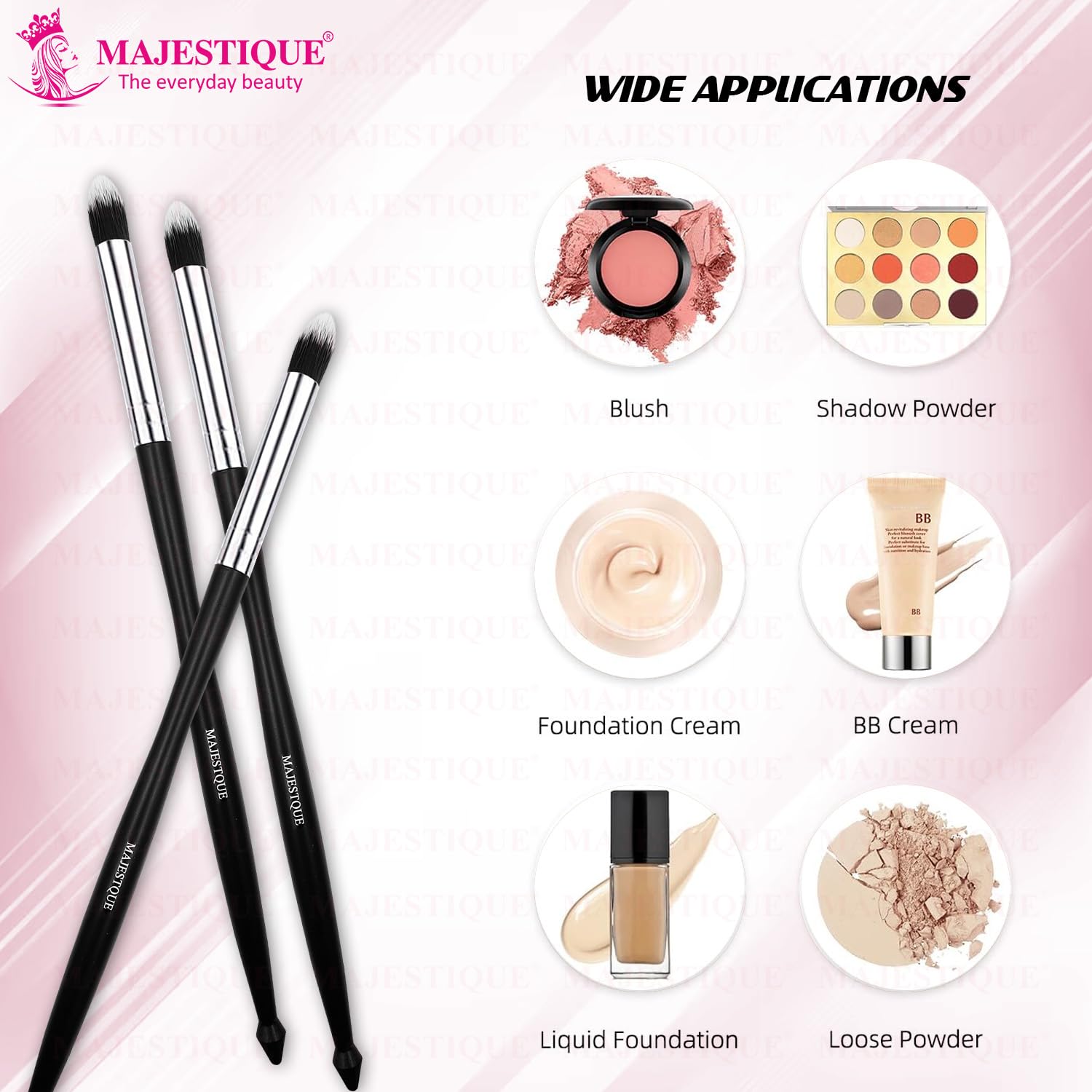 Majestique Premium Eyeshadow Filler Brush - Professional Makeup Brush for Powder, Cream, Gel & Wax - Natural Looking Brows All Day - Jet Black Eye Blending Brush for Women & Girls (FC39) - Perfect for Everyday Makeup, Professional Contouring & Special Occasion Looks