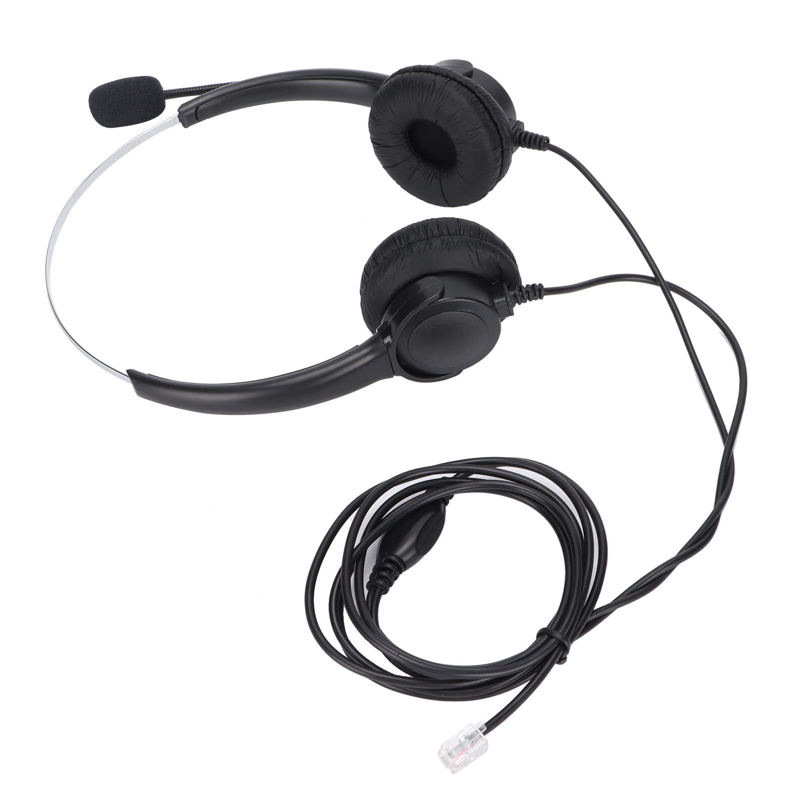 RJ9 Corded Telephone Headset with Clear Soft Binaural Earpieces - Hands-Free Customer Service Headphones for Call Centers & Office Use