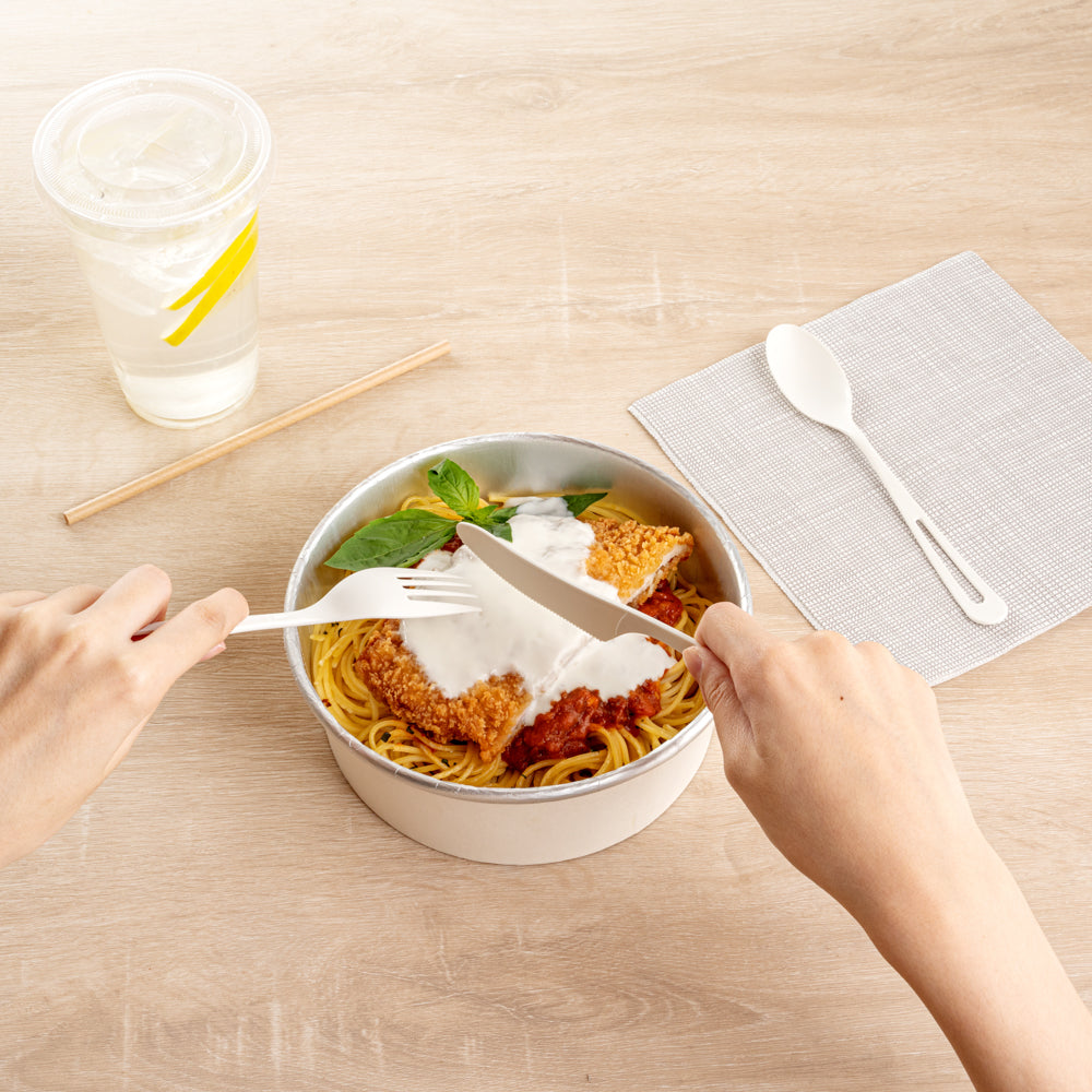 Eco-Friendly White CPLA Plastic Cutlery Set - 290-Piece Heat Resistant, Compostable Cutlery (7.5