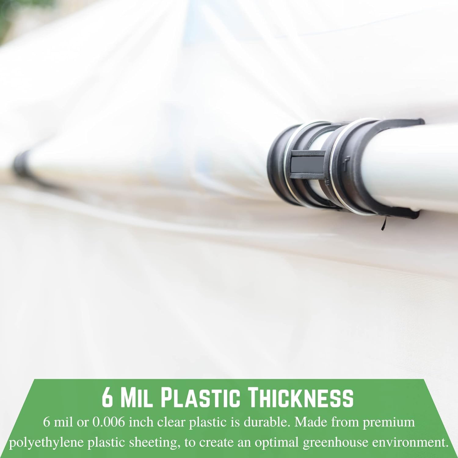 Premium Clear Greenhouse Plastic Sheeting - 6 mil UV Resistant Polyethylene Film for Hoop Houses, Gardening & Farming - Durable 1 Year Protection (40' x 25') - Ideal for Plant Growth, Season Extension & Crop Protection