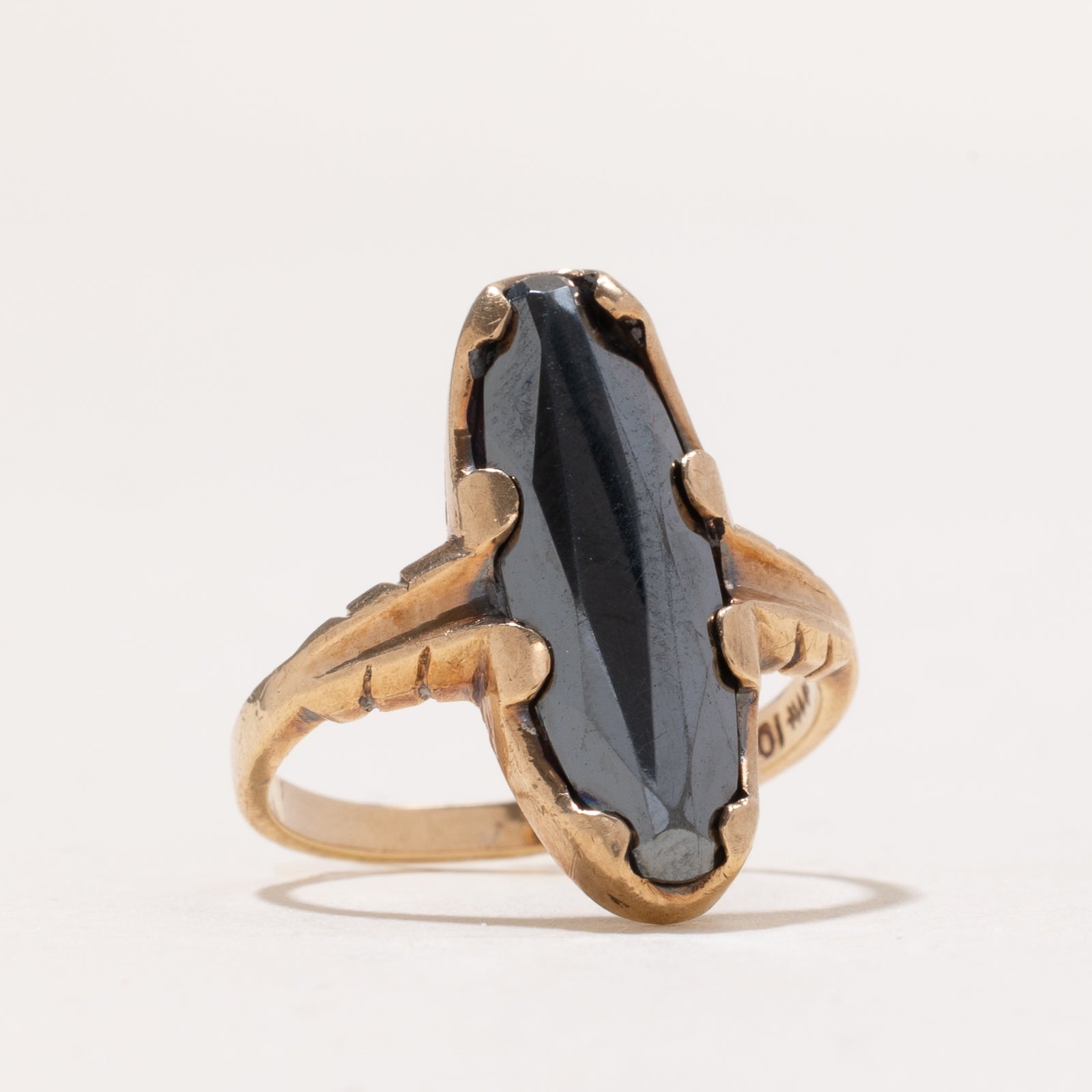 3.50ct Hematite Navette Ring - Size 4.75 | Elegant Gemstone Jewelry for Women | Perfect for Evening Parties, Weddings & Special Occasions