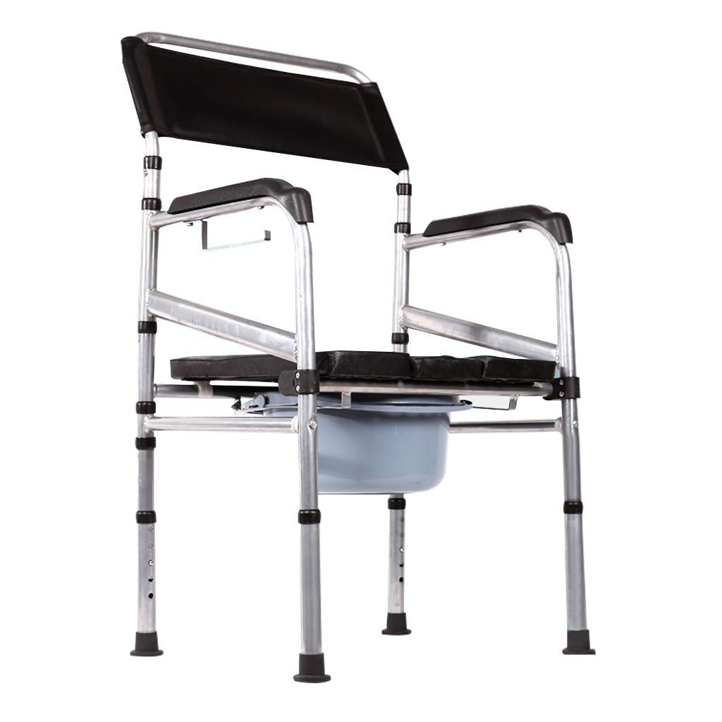 Adjustable Commode Chair with Padded Arms & Backrest - Folding Toilet Seat for Elderly & Disabled - Bedside & Shower Safe - Space Saving Homecare Solution for Bathroom & Bedroom Use