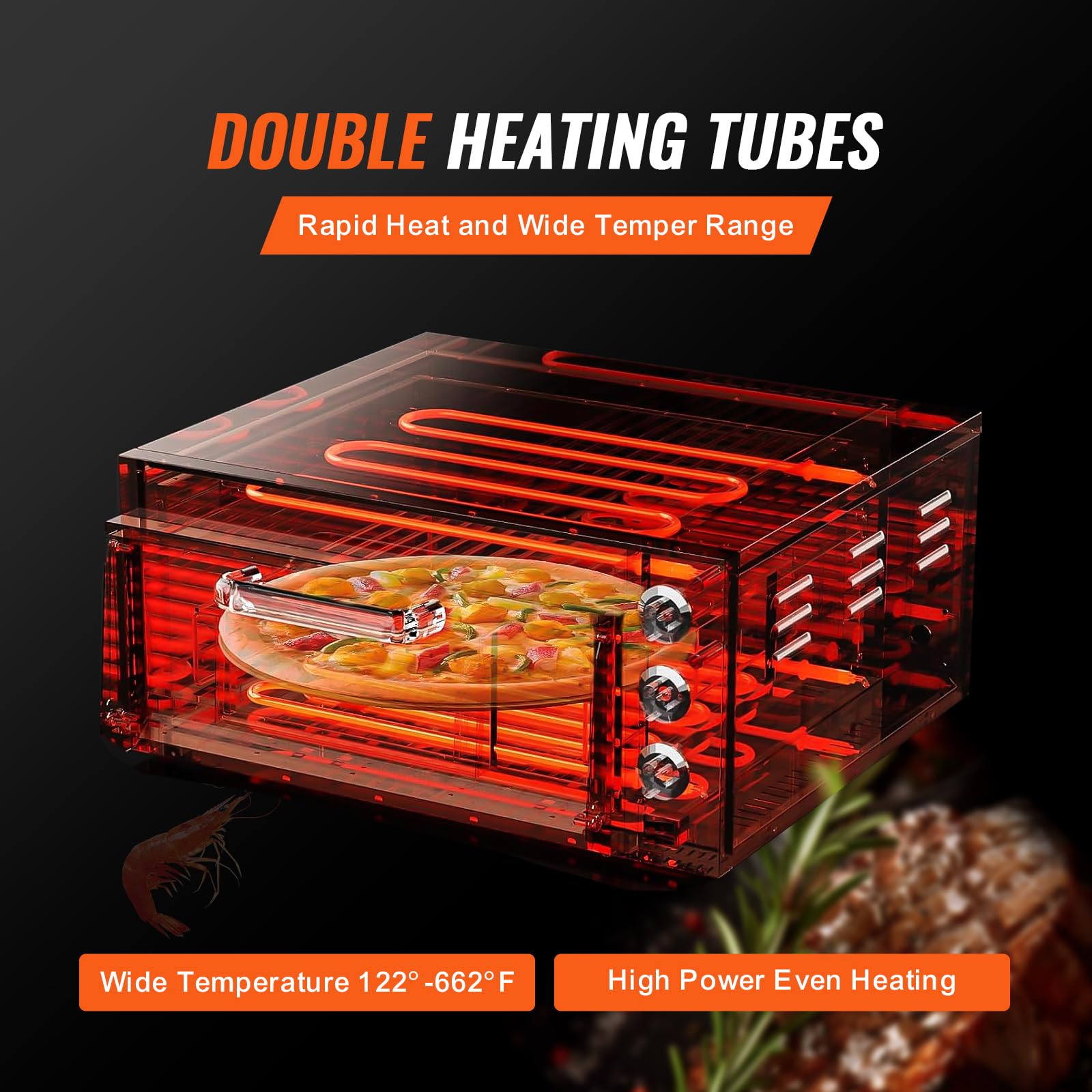VEVOR 16-inch Electric Pizza Oven Countertop, 1700W Commercial Pizza Maker with Adjustable Temperature & Timer, 360° Uniform Baking for Restaurants, Pizzerias and Home Kitchens - Perfect for Parties, Catering & Family Pizza Nights (ETL Certified)