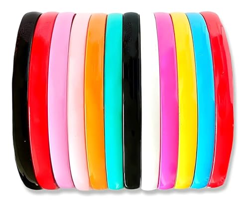 Glamifirsto 12-Piece Plastic Plain Headbands with Teeth Comb - Skinny DIY Hair Bands for Women & Girls - Perfect for Styling, Crafting, and Everyday Wear