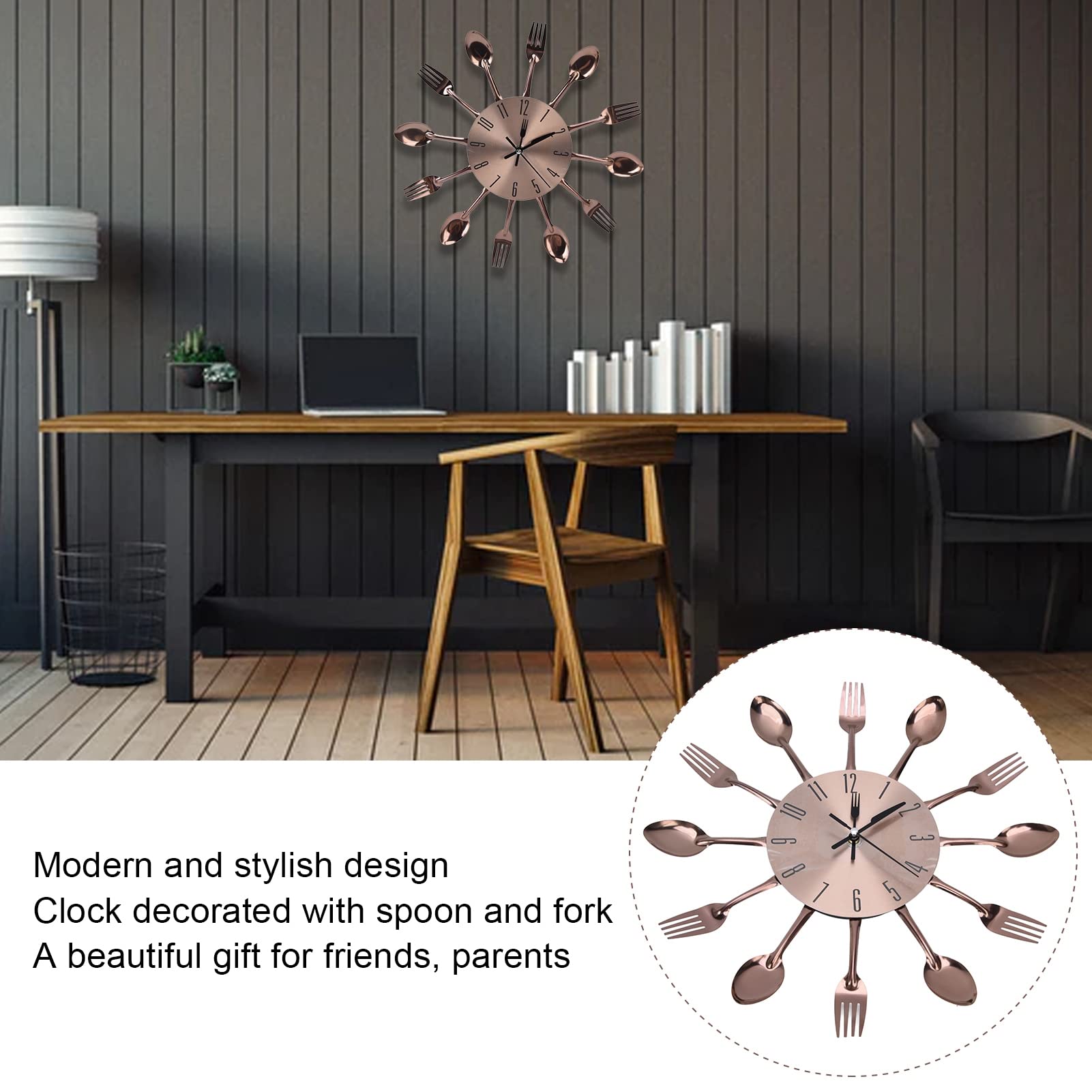 Modern 3D Mirror Surface Cutlery Wall Clock - DIY Kitchen Utensil Spoon Fork Wall Decor for Home, Living Room, and Kitchen Decoration, Perfect for Dining Area and Breakfast Nook