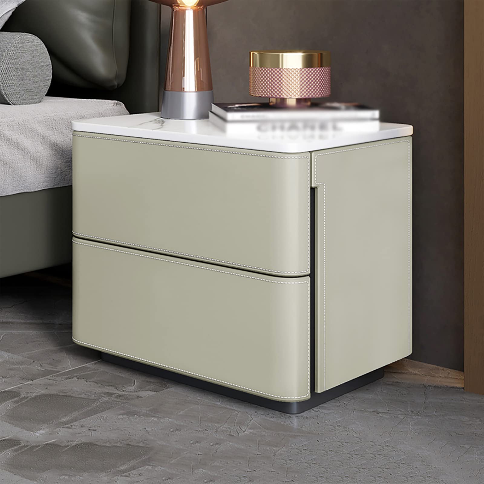 Luxury Nightstand with Large Storage Drawers - Sturdy Bedside Table with Rounded Corners for Bedroom - White | Perfect for Small Spaces, Master Bedrooms & Guest Rooms