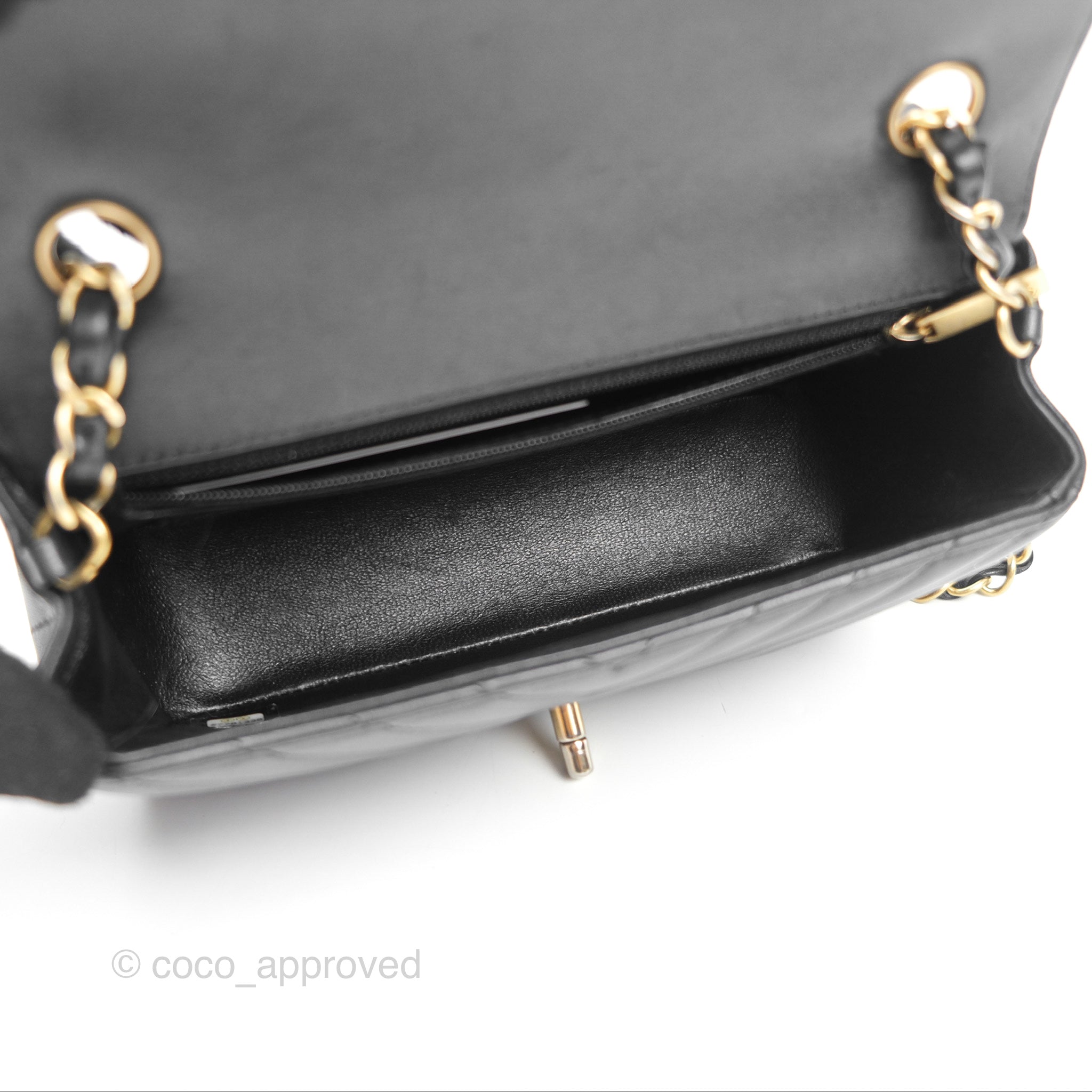 Chanel Chevron Mini Rectangular Bag - Black Lambskin Leather with Aged Gold Hardware | Luxury Crossbody Purse for Women, Perfect for Evening Events & Date Nights
