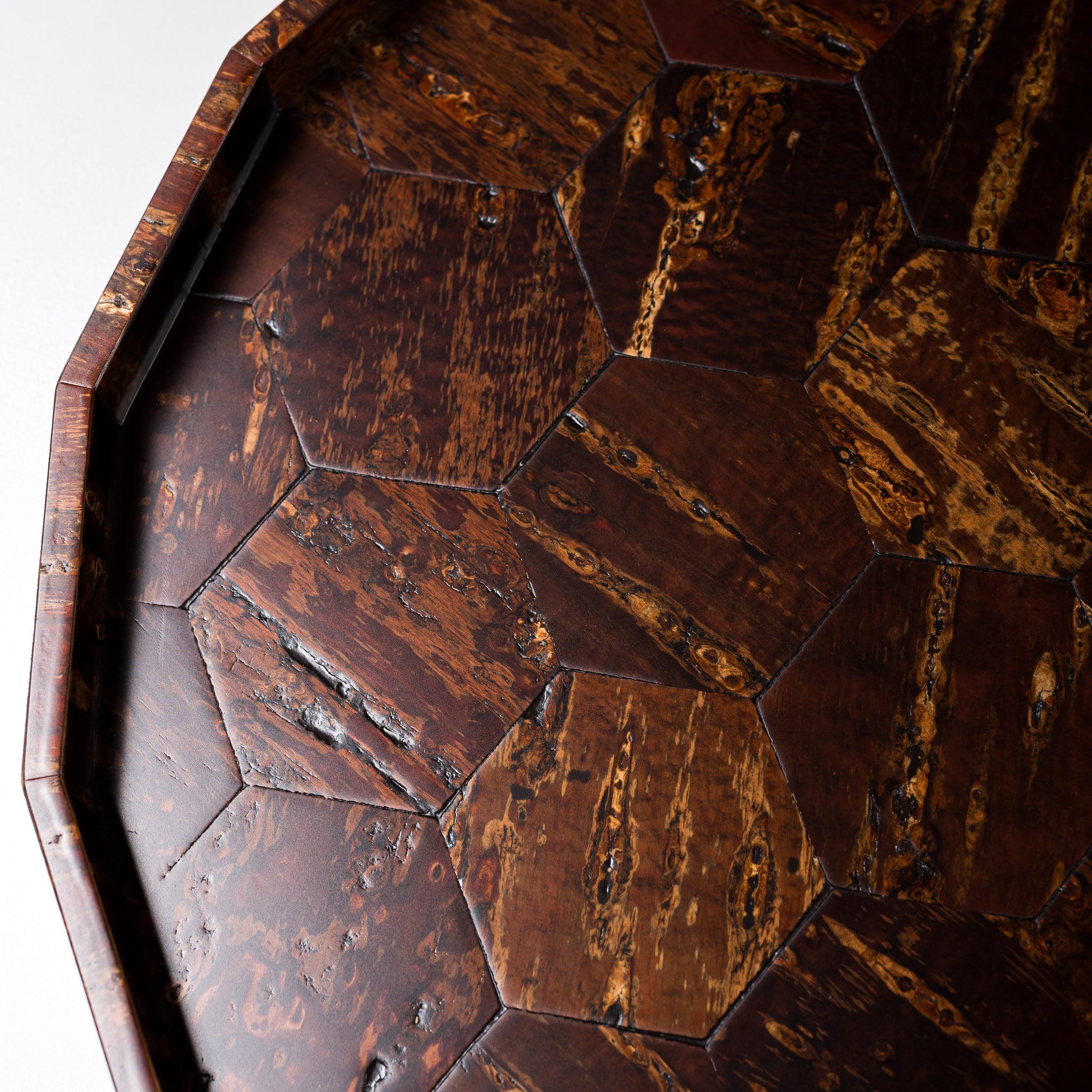 Premium 16-Sided Cherry Bark Tray by Tomioka - Handcrafted Kikko Pattern Wooden Serving Tray for Tea Ceremony, Sushi Presentation & Home Decor