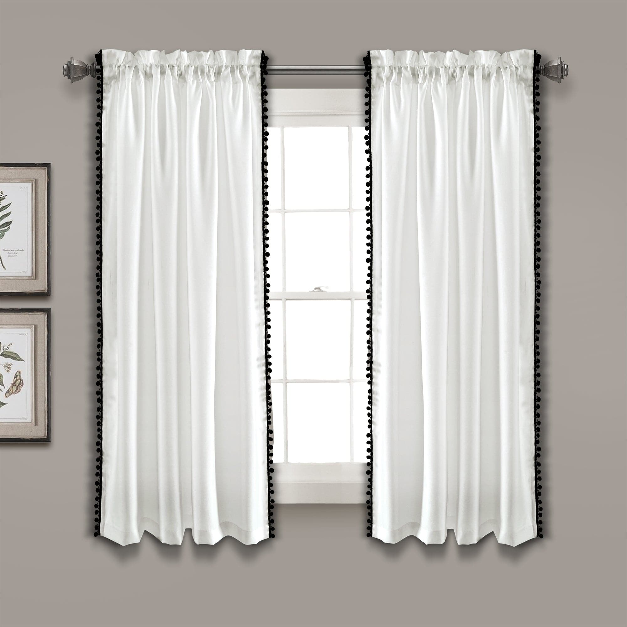 Pom Pom Window Curtain Panel - Boho Chic Home Decor for Living Room, Bedroom & Nursery | Light Filtering & Privacy Sheer Curtains