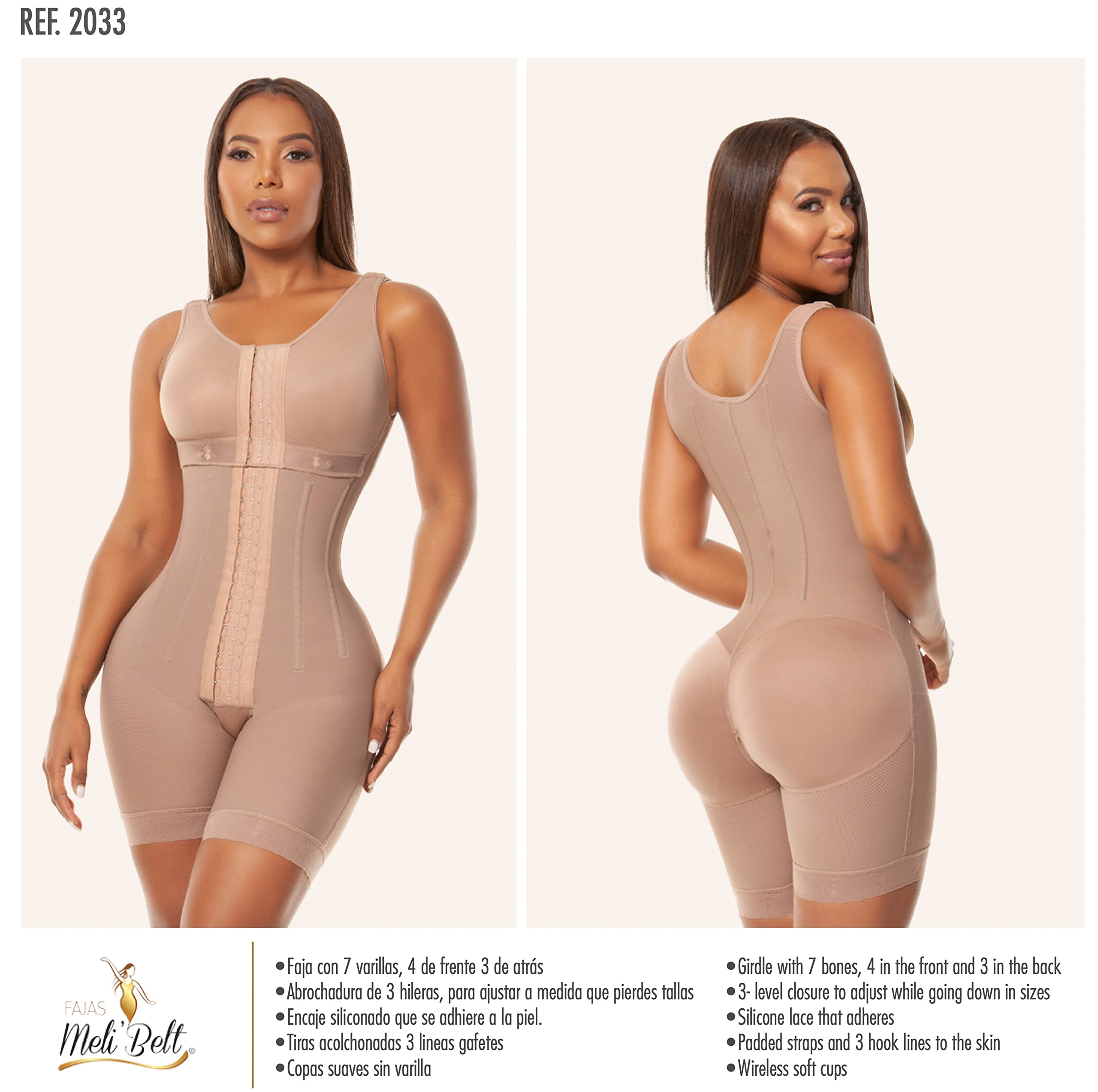 Melibelt 2033 Colombian Shapewear for Women - 7 Steel Boned Fajas Moldeadoras - Tummy Control Body Shaper - Perfect for Postpartum, Weight Loss & Special Occasions