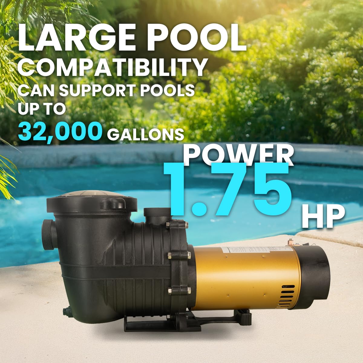 XtremepowerUS 1.75HP In-Ground Swimming Pool Pump - Dual Speed High Flow 5,280 GPH - 1.5