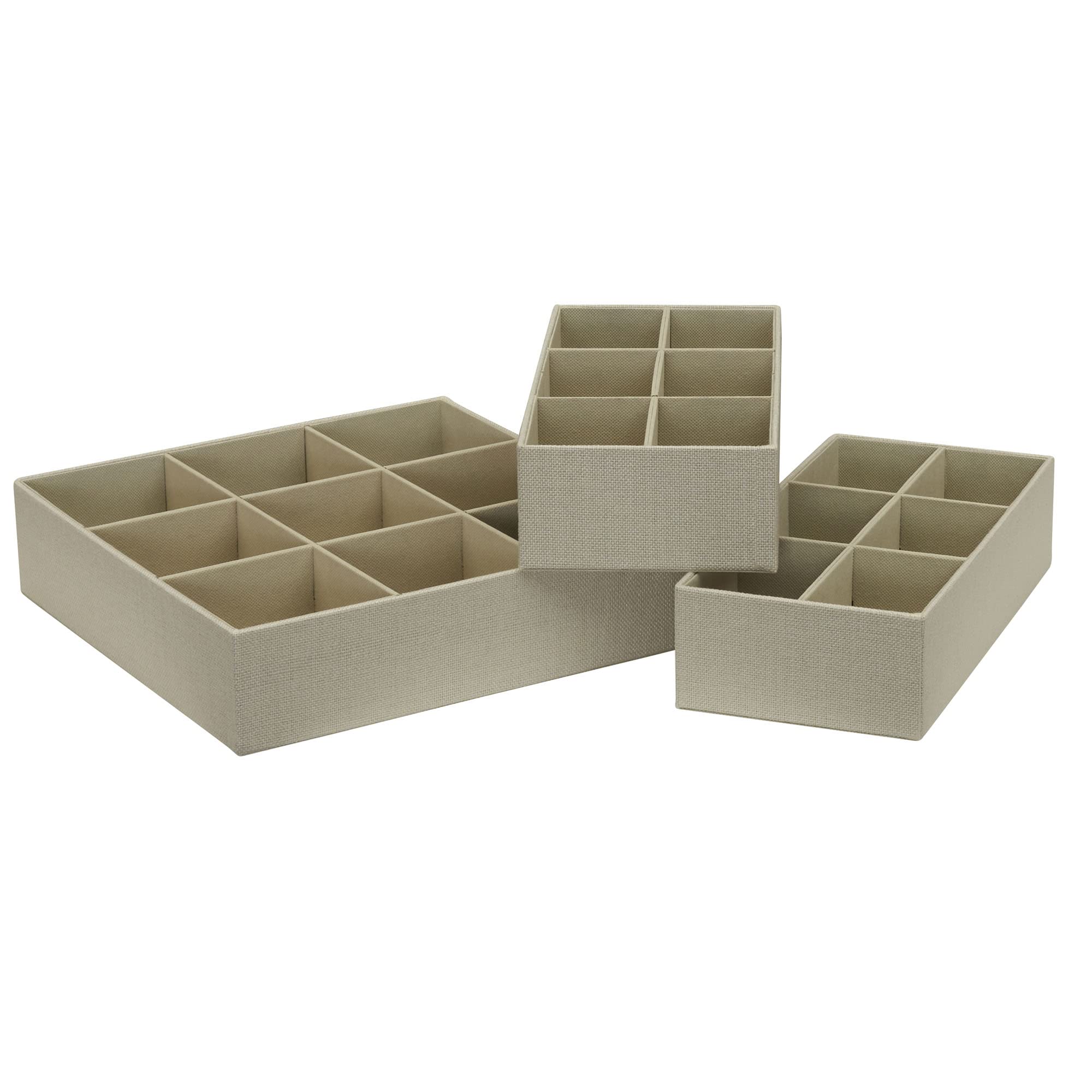 3-Piece Drawer Organizer Set with Customizable Inserts - Large Tray & 2 Small Trays for Kitchen, Bathroom & Bedroom Storage - Cream Home Organization Essentials