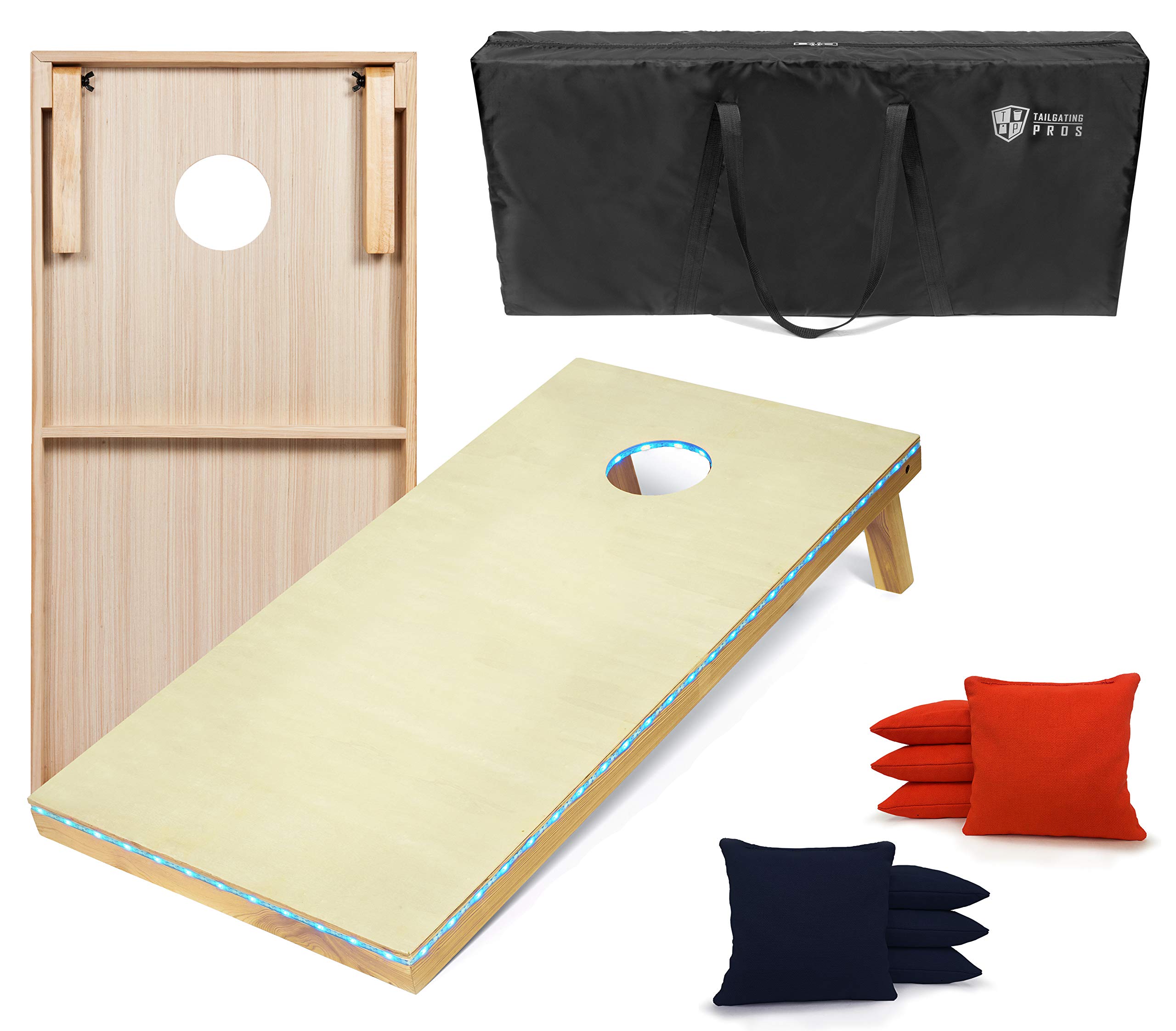 Premium LED Light-Up Cornhole Game Set - 4'x2' Glow-in-the-Dark Cornhole Boards with 8 Bean Bags & Carrying Case - Perfect for Tailgating, Backyard Parties, and Nighttime Outdoor Games
