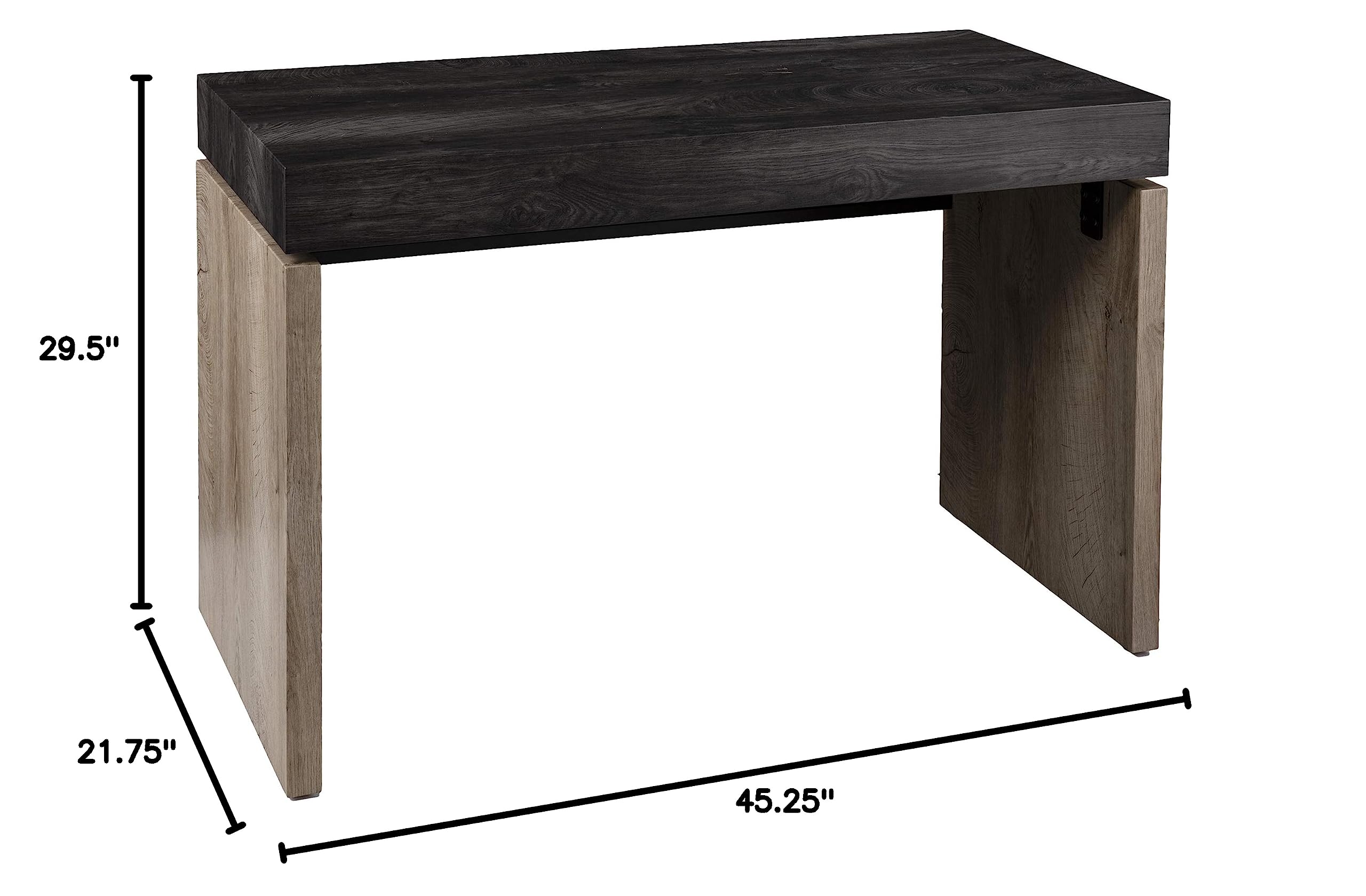 SEI Furniture Hapsford Writing Desk - Black & Natural Wood Home Office Desk for Small Spaces | Study Desk, Computer Desk for Bedroom & Home Office