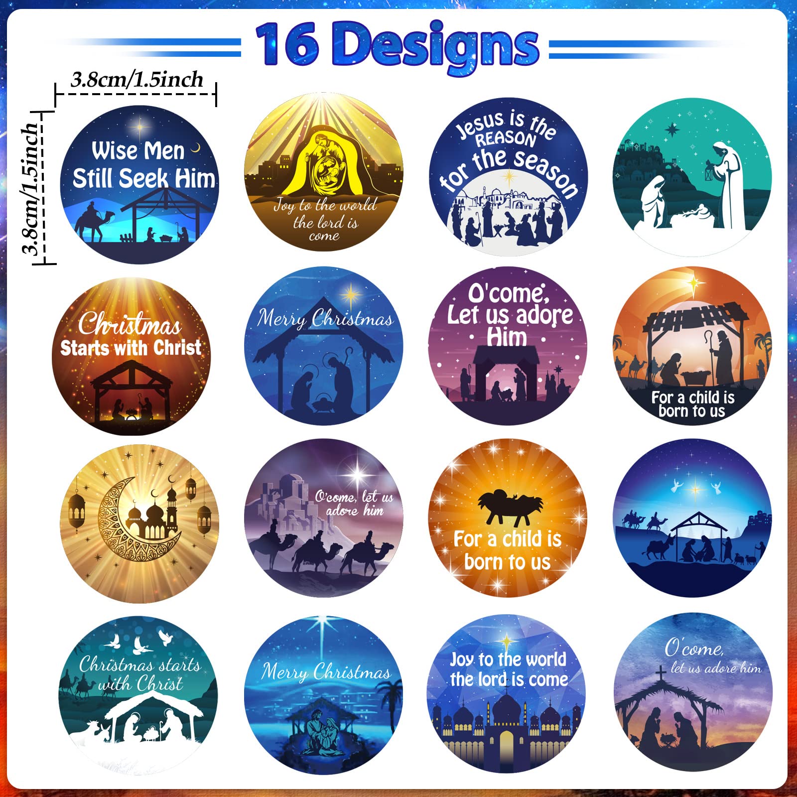 800Pcs Christmas Religious Stickers - Nativity Scene, Jesus & Christian Faith Roll Stickers for Holiday Cards, Envelopes & Gifts | Perfect for Xmas Decorations, Scrapbooking & Bible Journaling