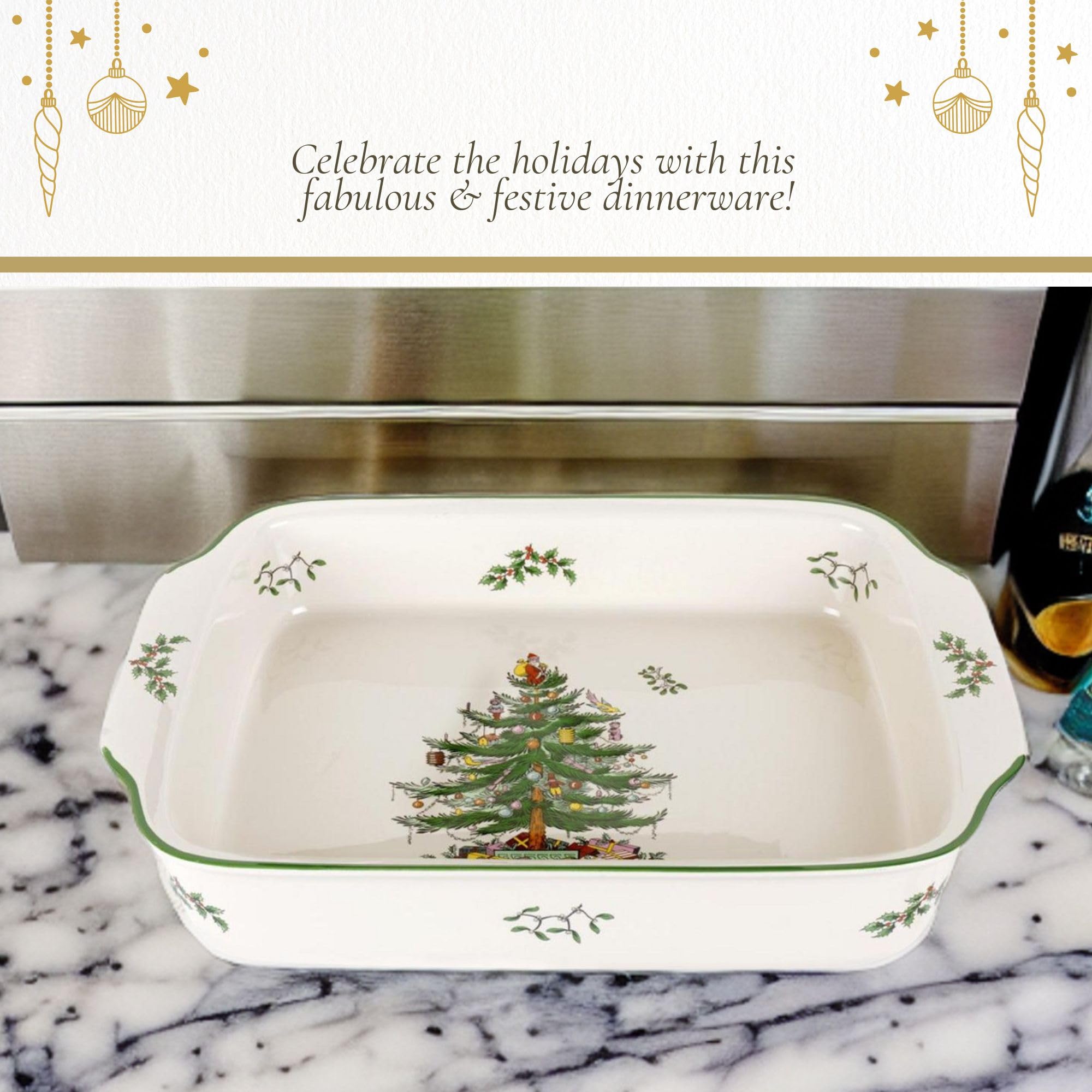 Spode Christmas Tree Rectangular Handled Serving Dish (9