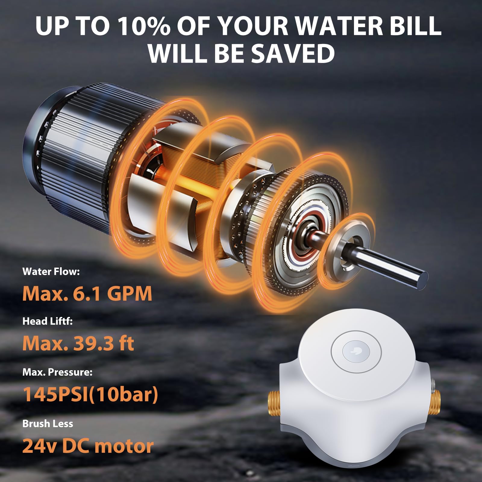 Smart Instant Hot Water Recirculating Pump System - NSF/ANSI 61 & 372 Certified - 3-Speed Built-in Thermostat - Ultra Quiet HBS24-12 - Compatible with Tanked & Tankless Water Heaters - Perfect for Homes, Hotels & Commercial Buildings