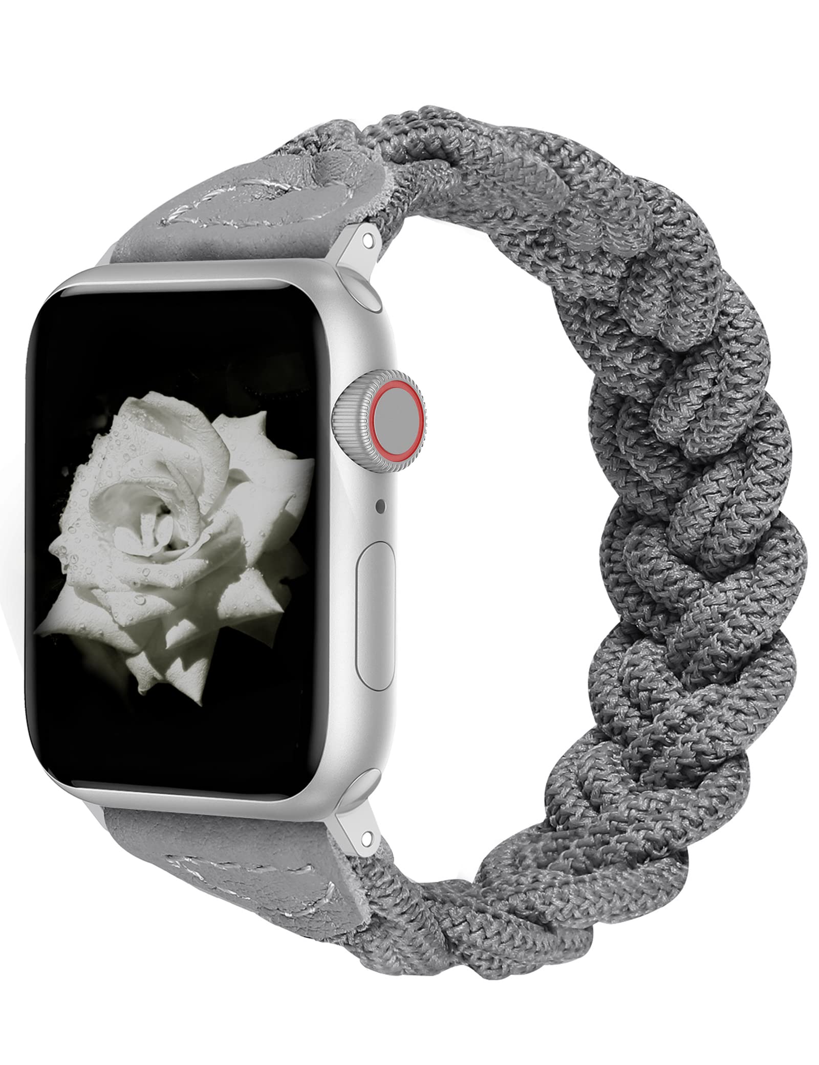 Stretchy Braided Solo Loop Band for Apple Watch 38mm 40mm 41mm 42mm 44mm 45mm 49mm - Soft Elastic Woven Bracelet Strap Compatible with iWatch Series 8/7/6/5/4/3/2/1 & SE - Perfect for Workouts, Running & Everyday Wear