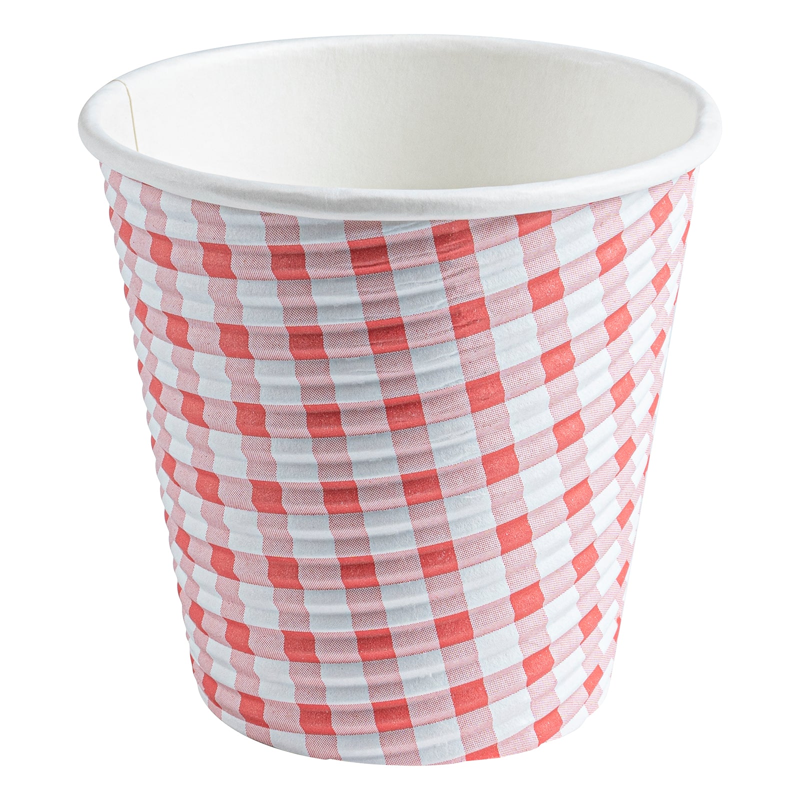 8 oz Disposable Paper Coffee Cups with Picnic Print - Spiral Wall Design - 3.5