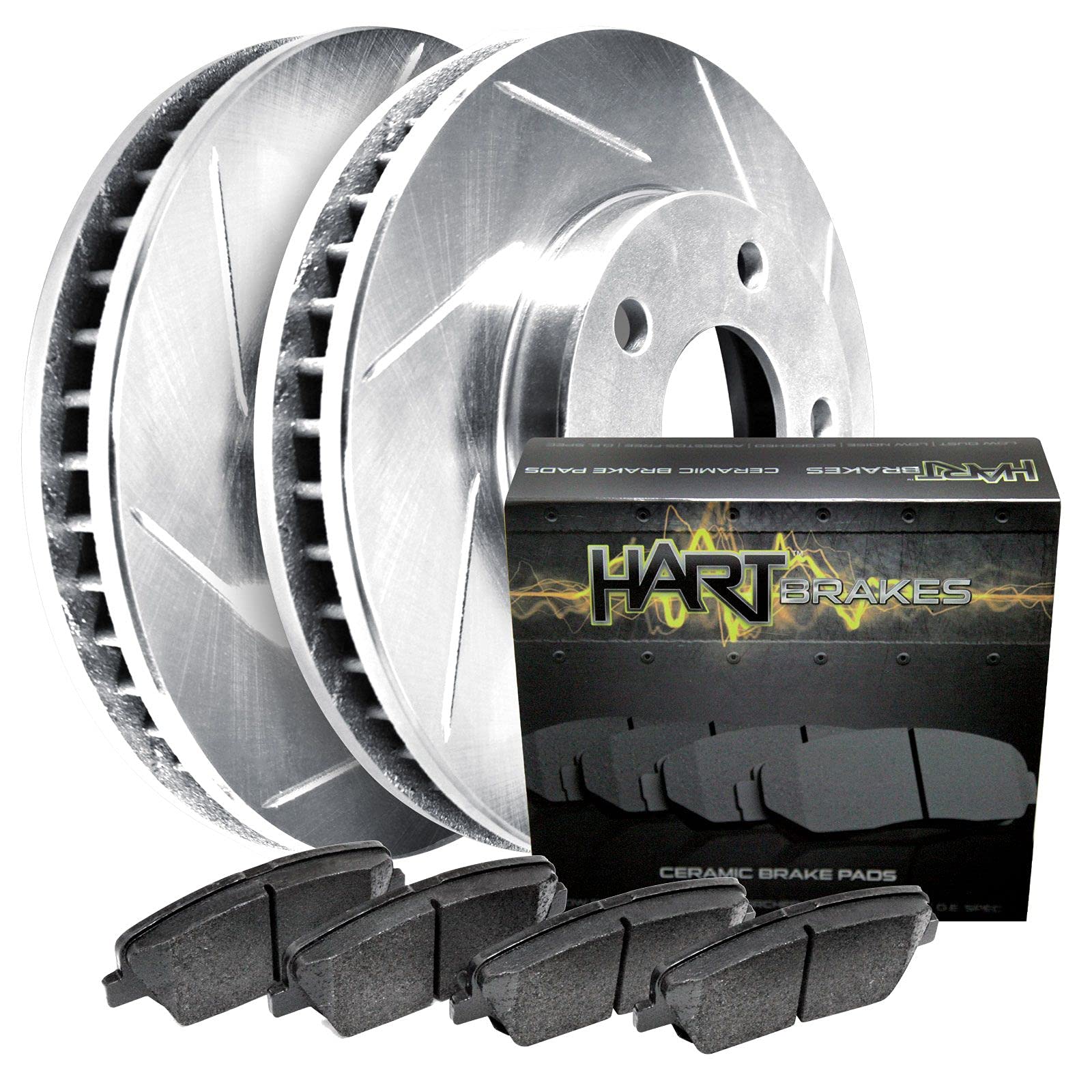 Hart Rear Slotted Rotors & Ceramic Brake Pads Kit PHSR.39095.02 - High Performance Braking for Trucks, SUVs and Off-Road Vehicles